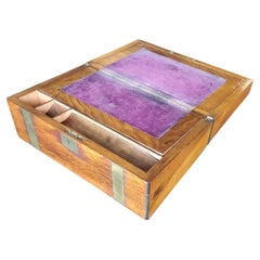 19th Century English Victorian Campaign Style Travel Desk Writing Box