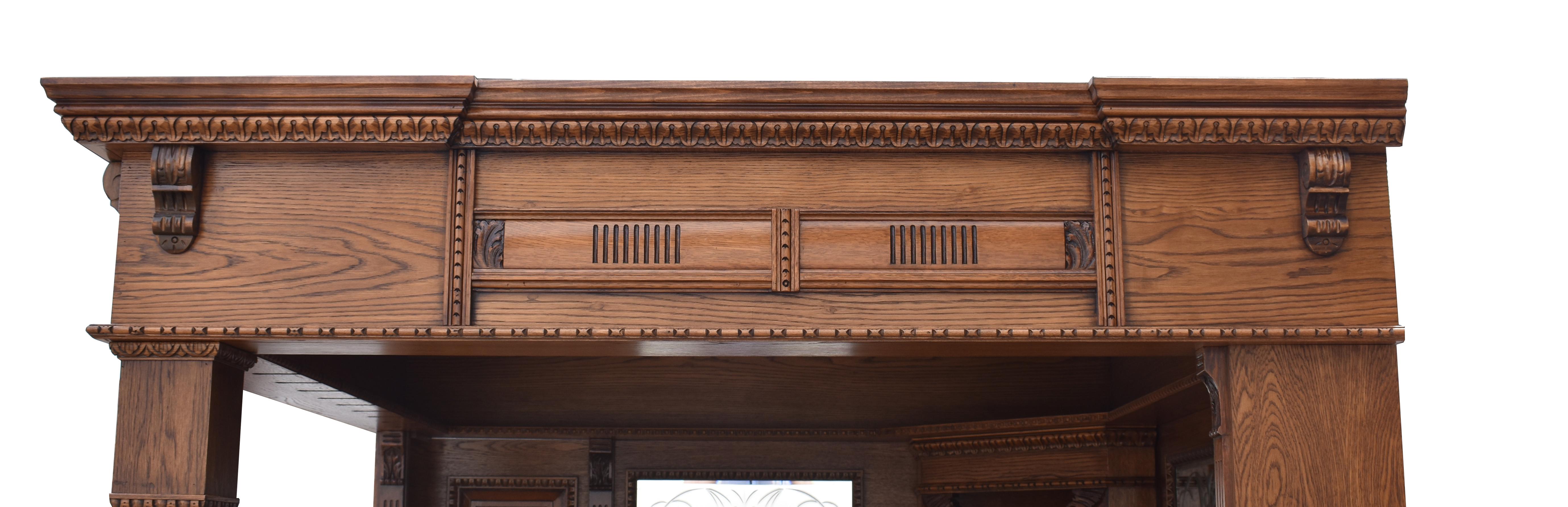 19th Century English Victorian Carved Oak Corner Bar 5