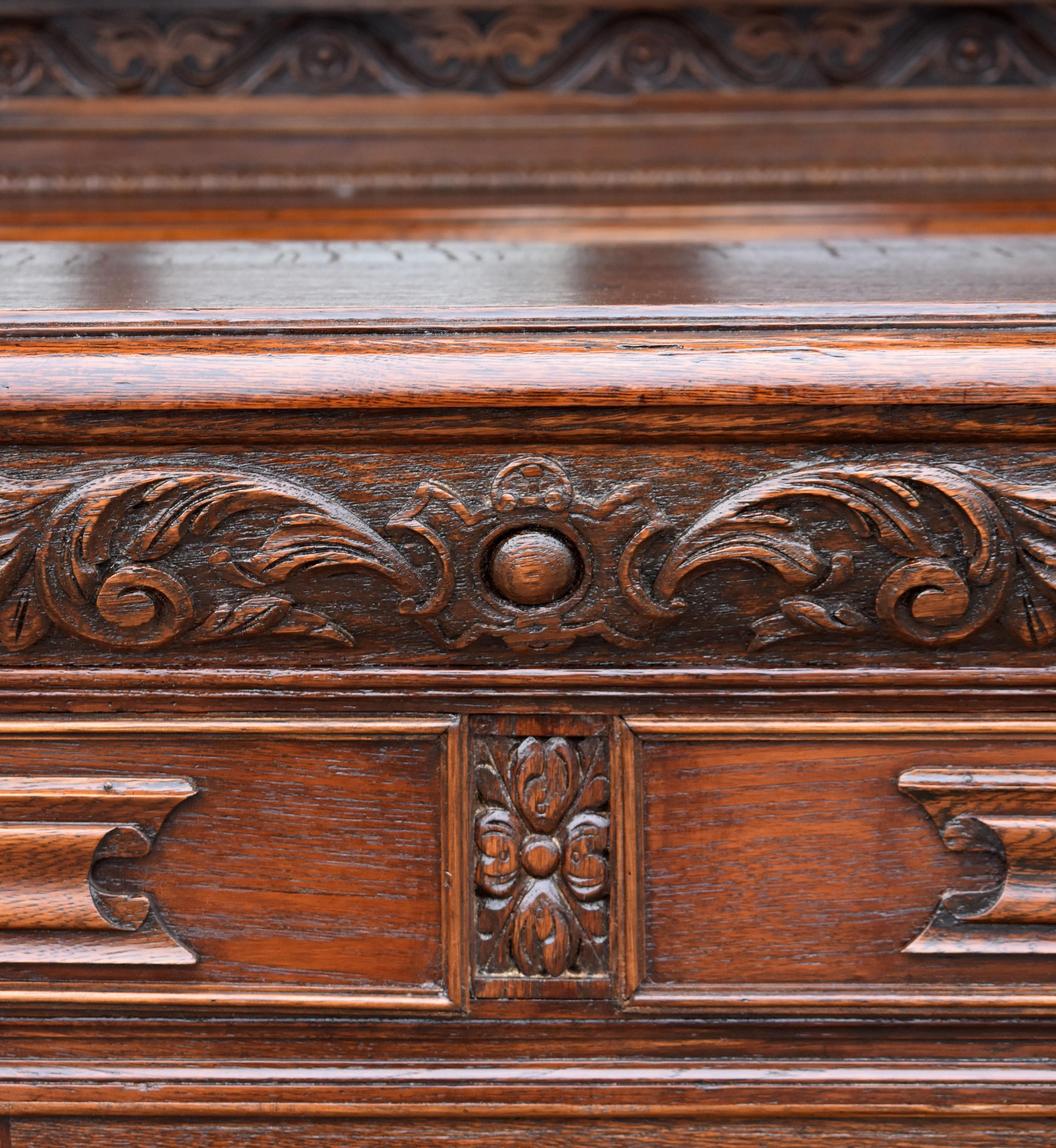 19th Century English Victorian Carved Oak Front and Back Bar 7