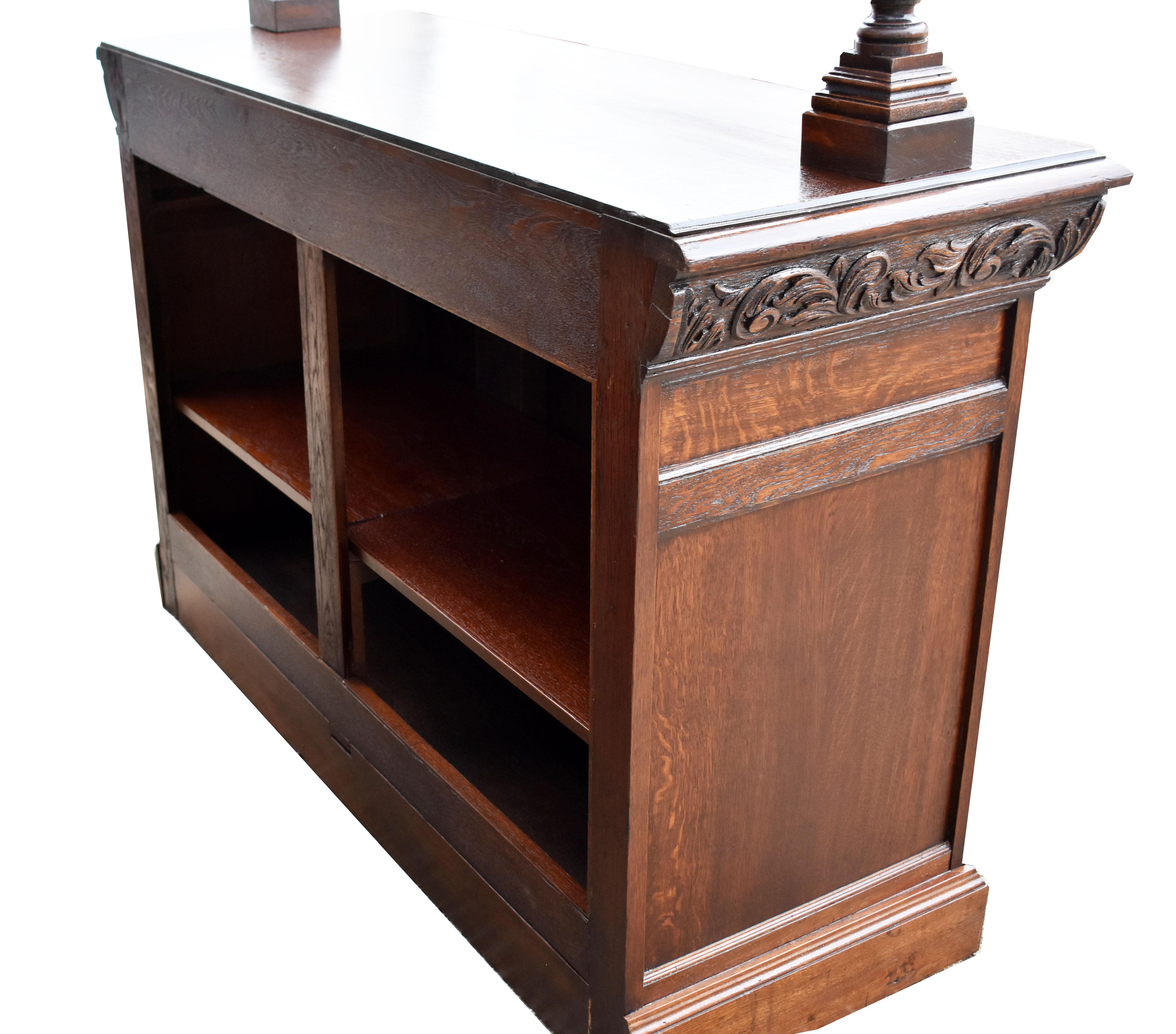 19th Century English Victorian Carved Oak Front and Back Bar 12
