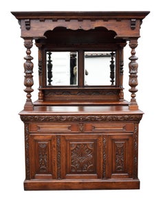 19th Century English Victorian Carved Oak Front and Back Bar