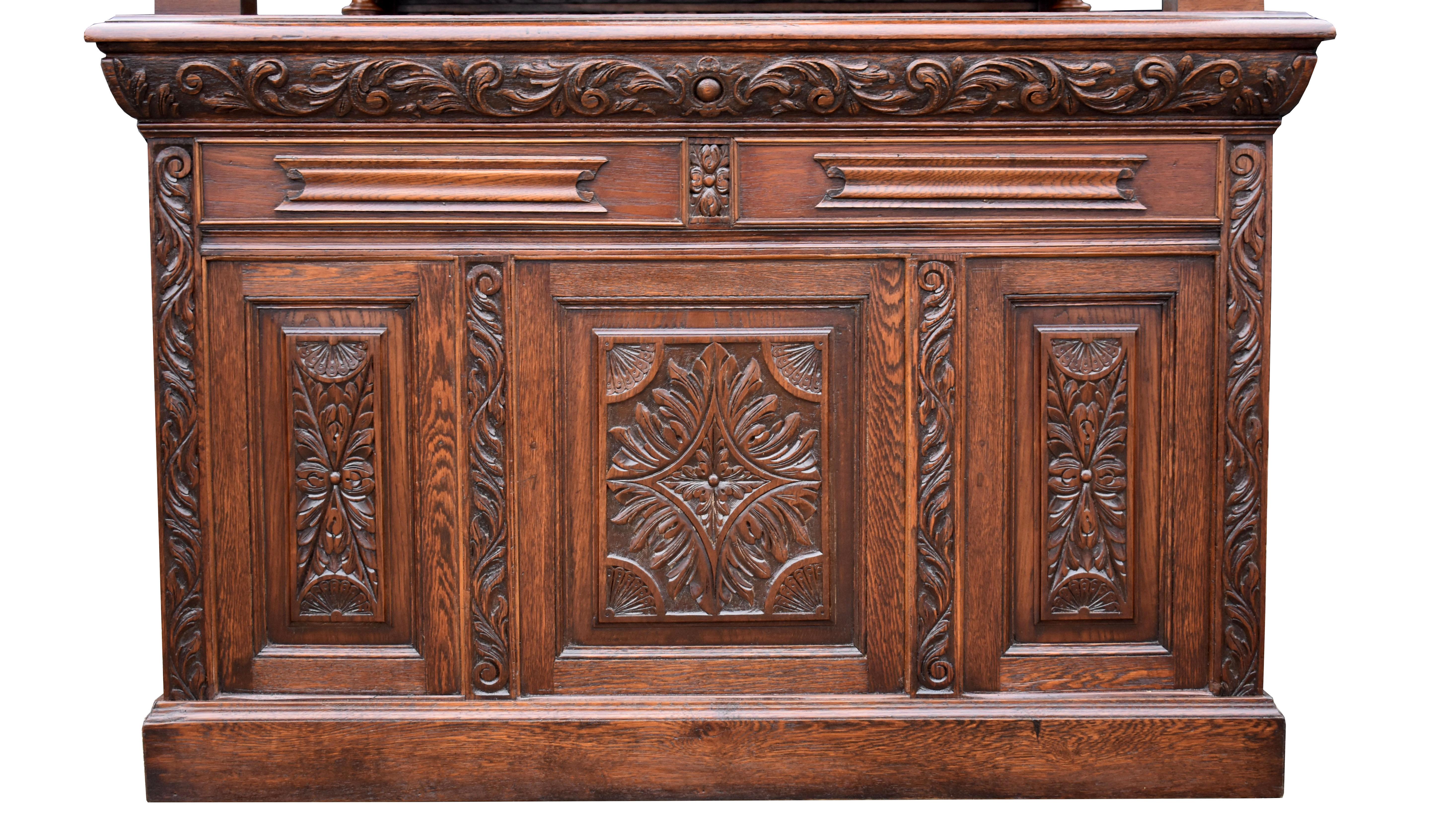 19th Century English Victorian Carved Oak Front and Back Bar 1