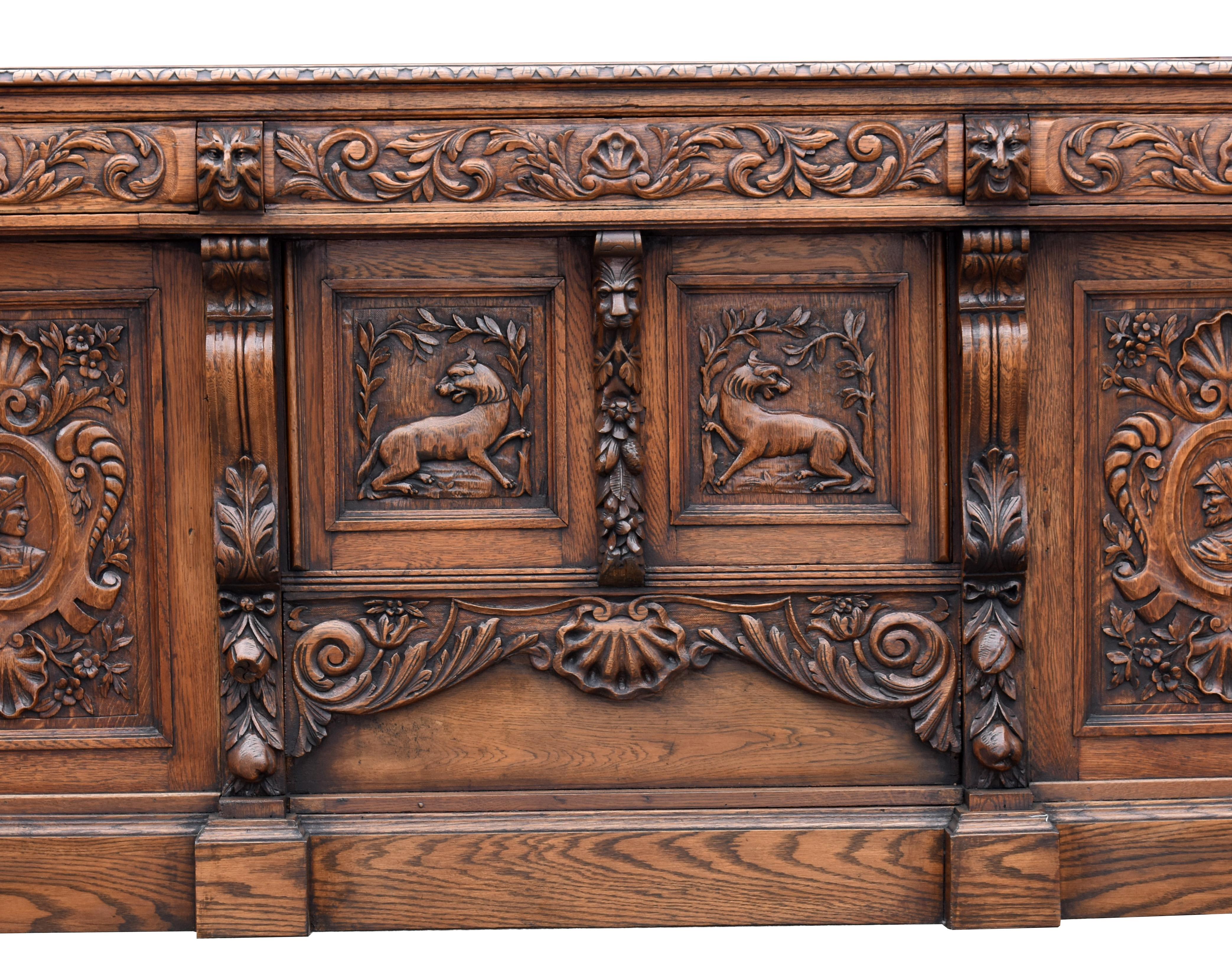 19th Century English Victorian Carved Oak Front and Back Bar 1
