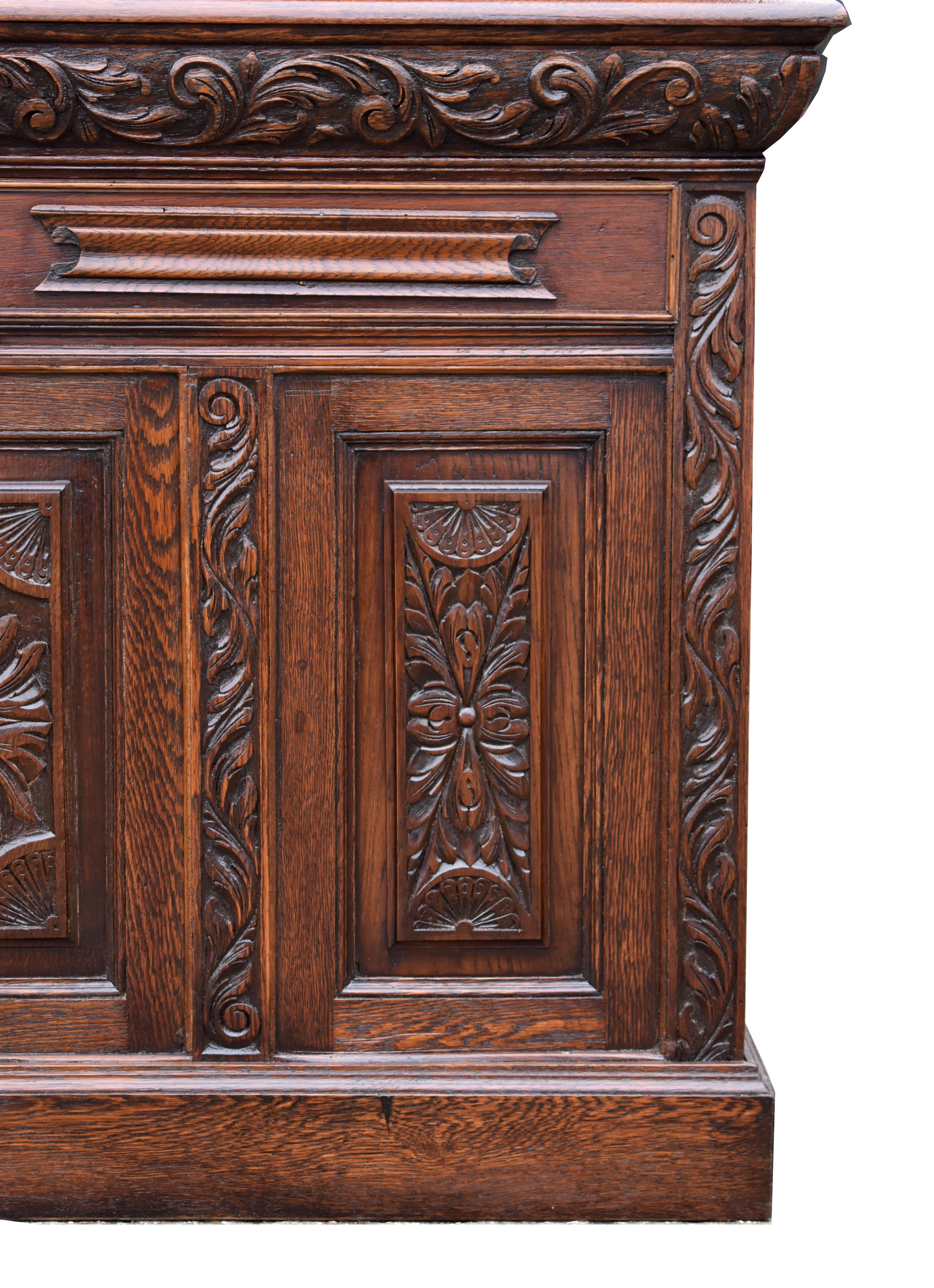 19th Century English Victorian Carved Oak Front and Back Bar 4