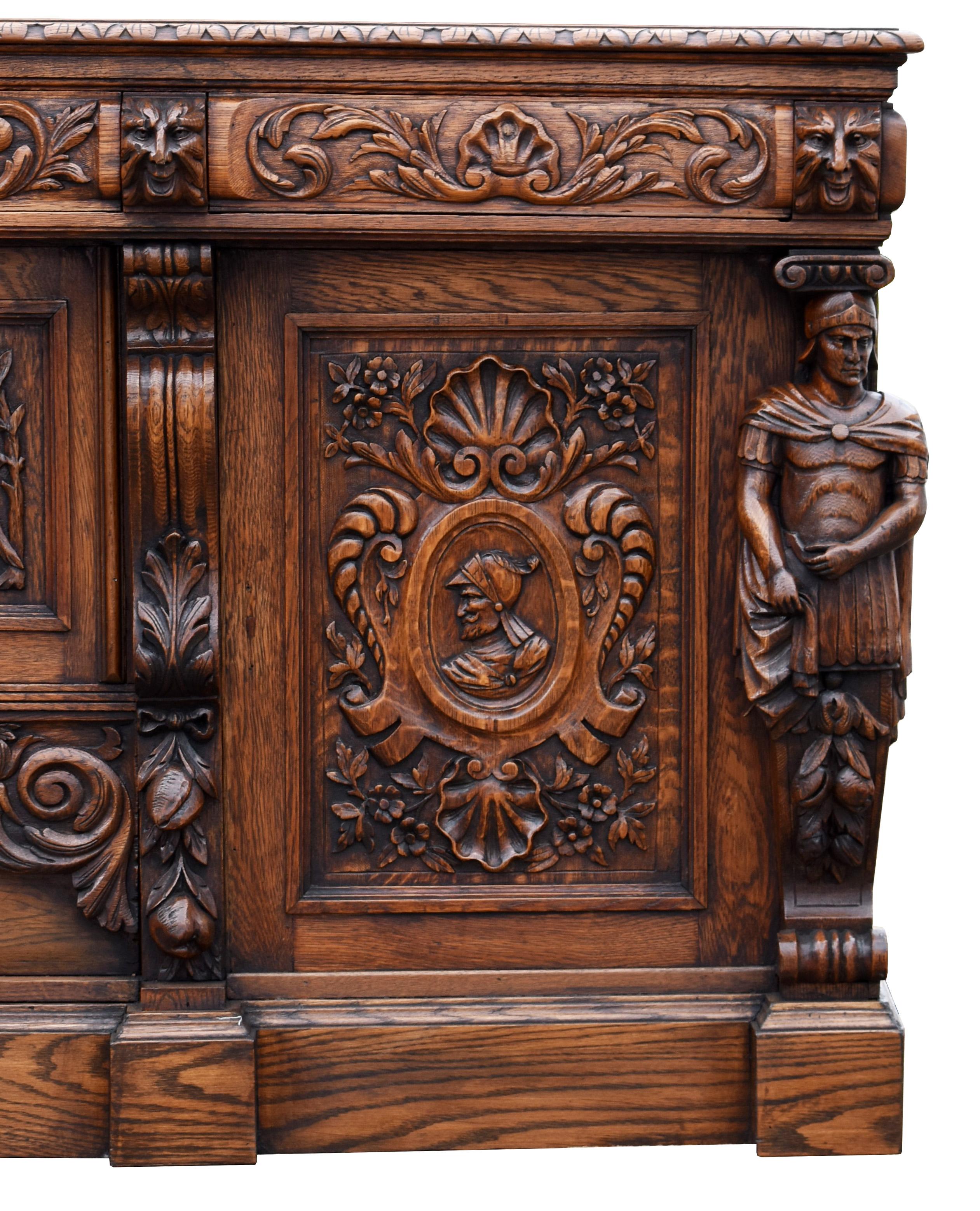 19th Century English Victorian Carved Oak Front and Back Bar 2