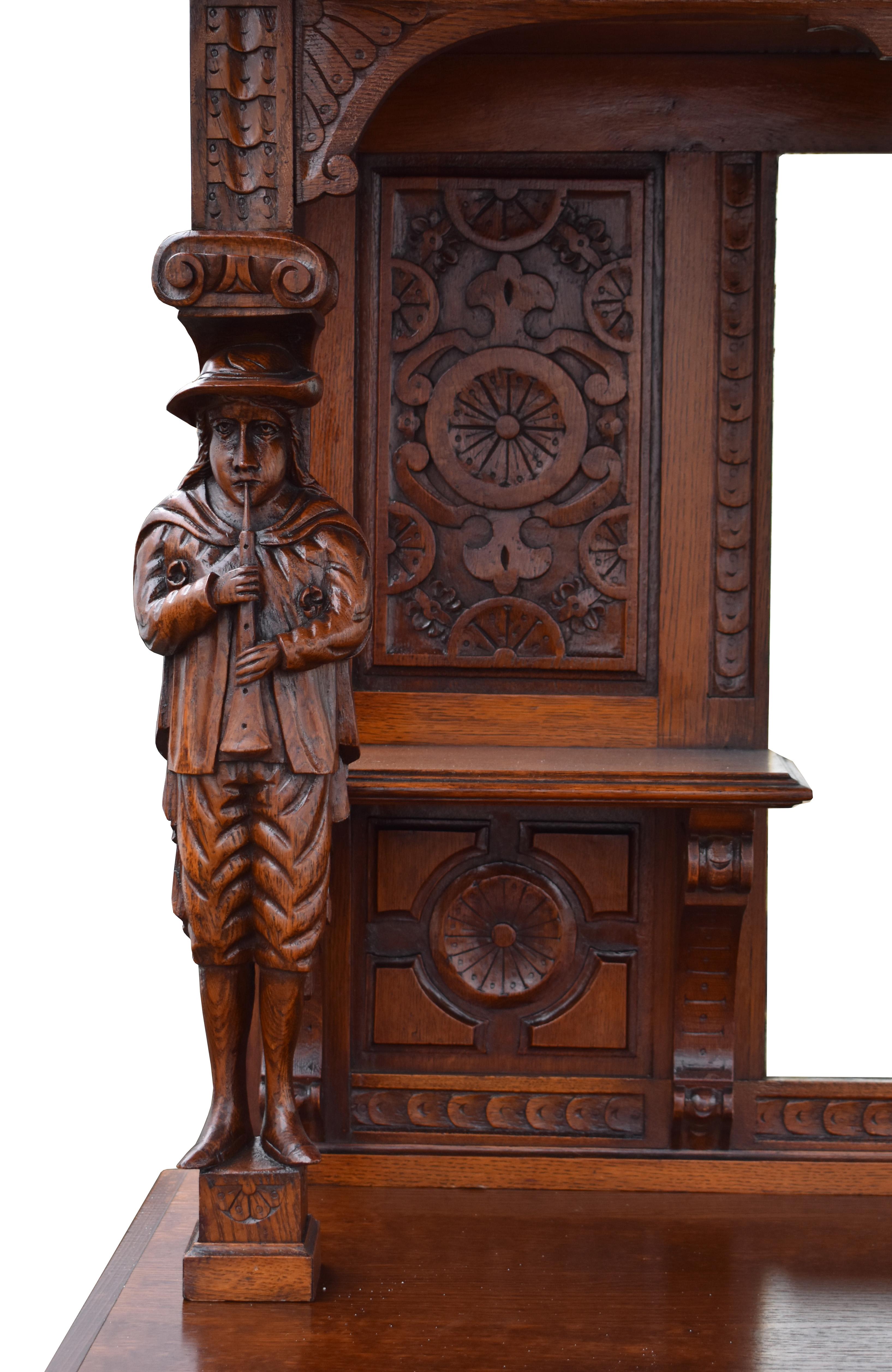19th Century English Victorian Carved Oak Front and Back Bar 3