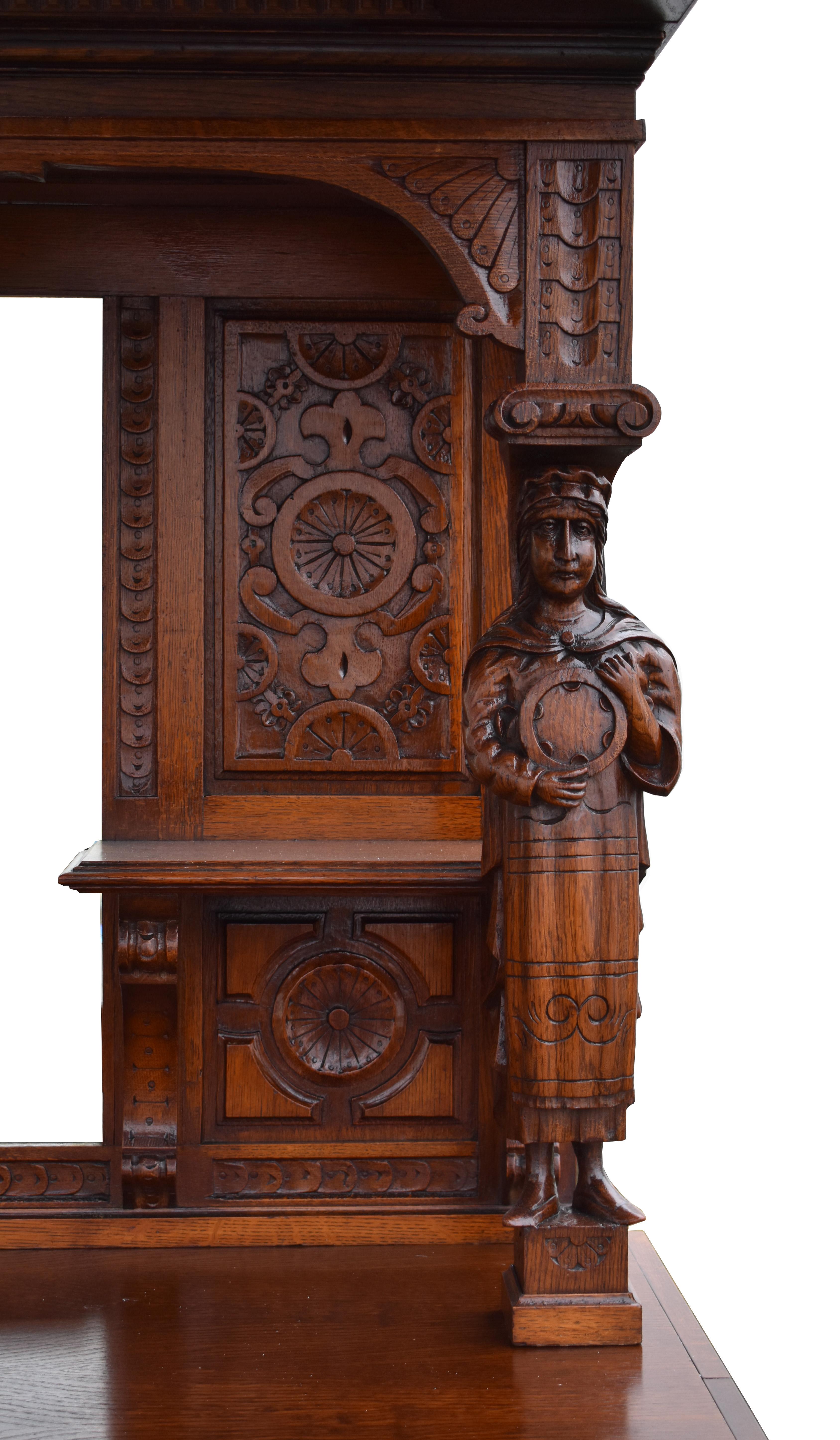 19th Century English Victorian Carved Oak Front and Back Bar 4