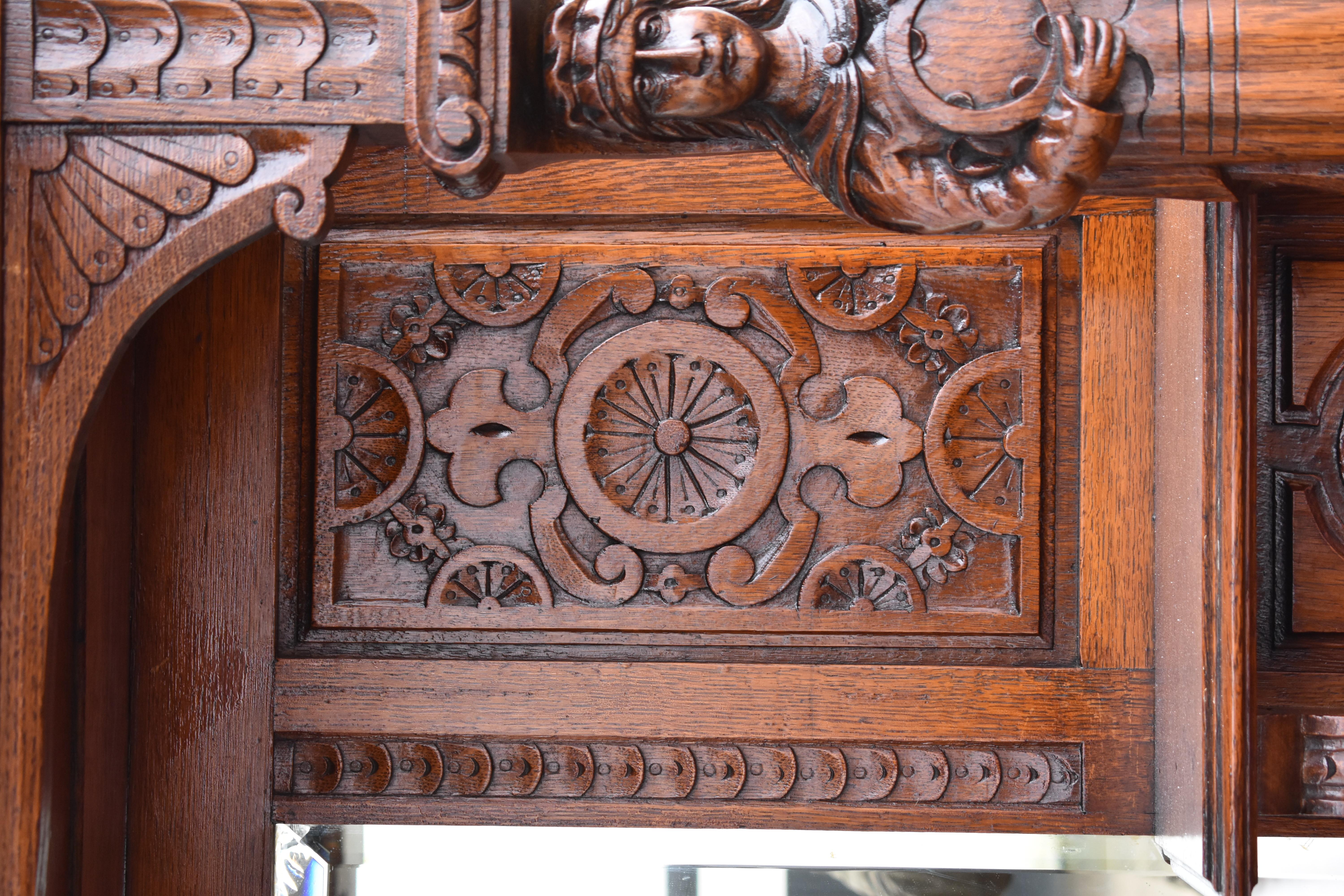 19th Century English Victorian Carved Oak Front and Back Bar 11