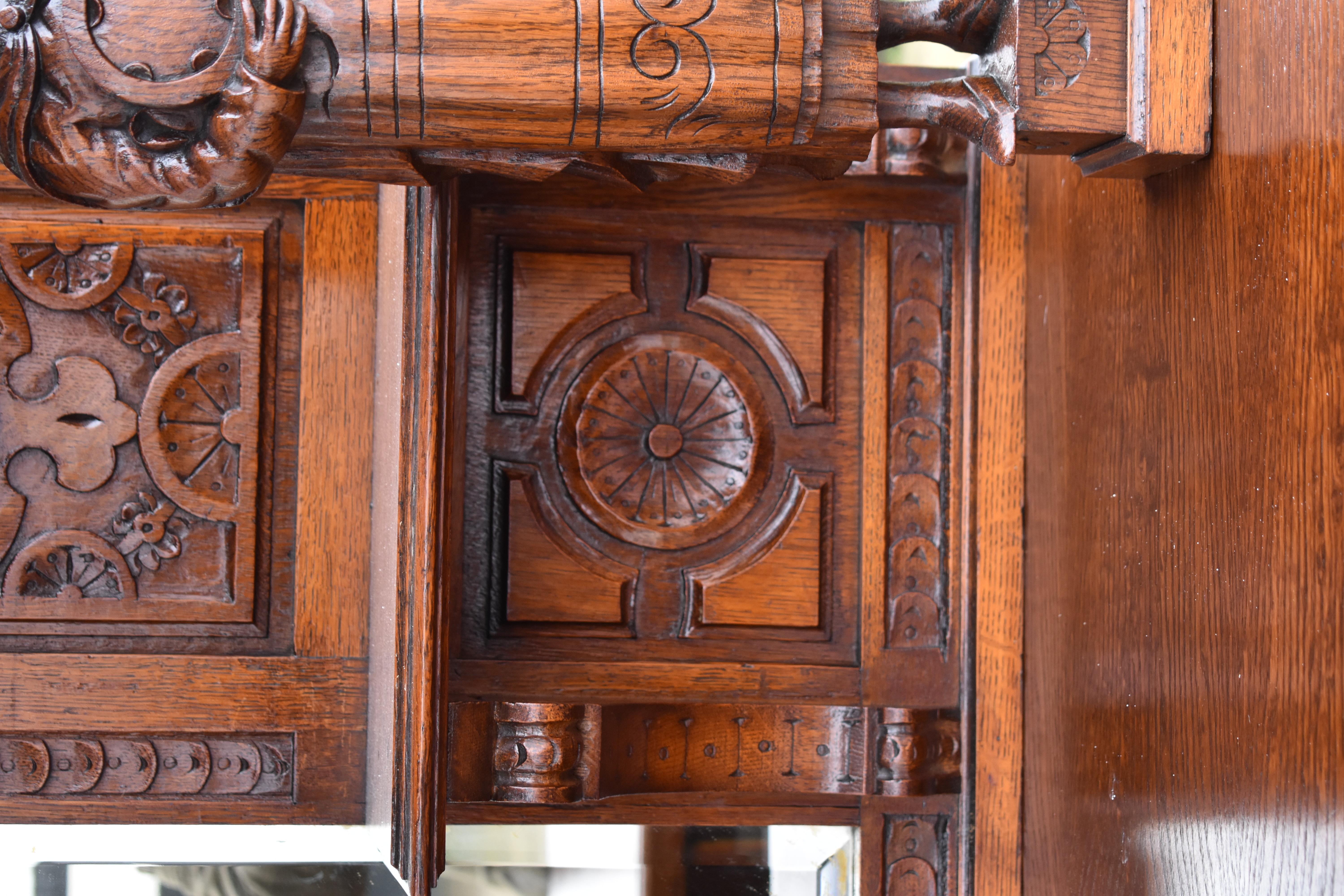 19th Century English Victorian Carved Oak Front and Back Bar 12