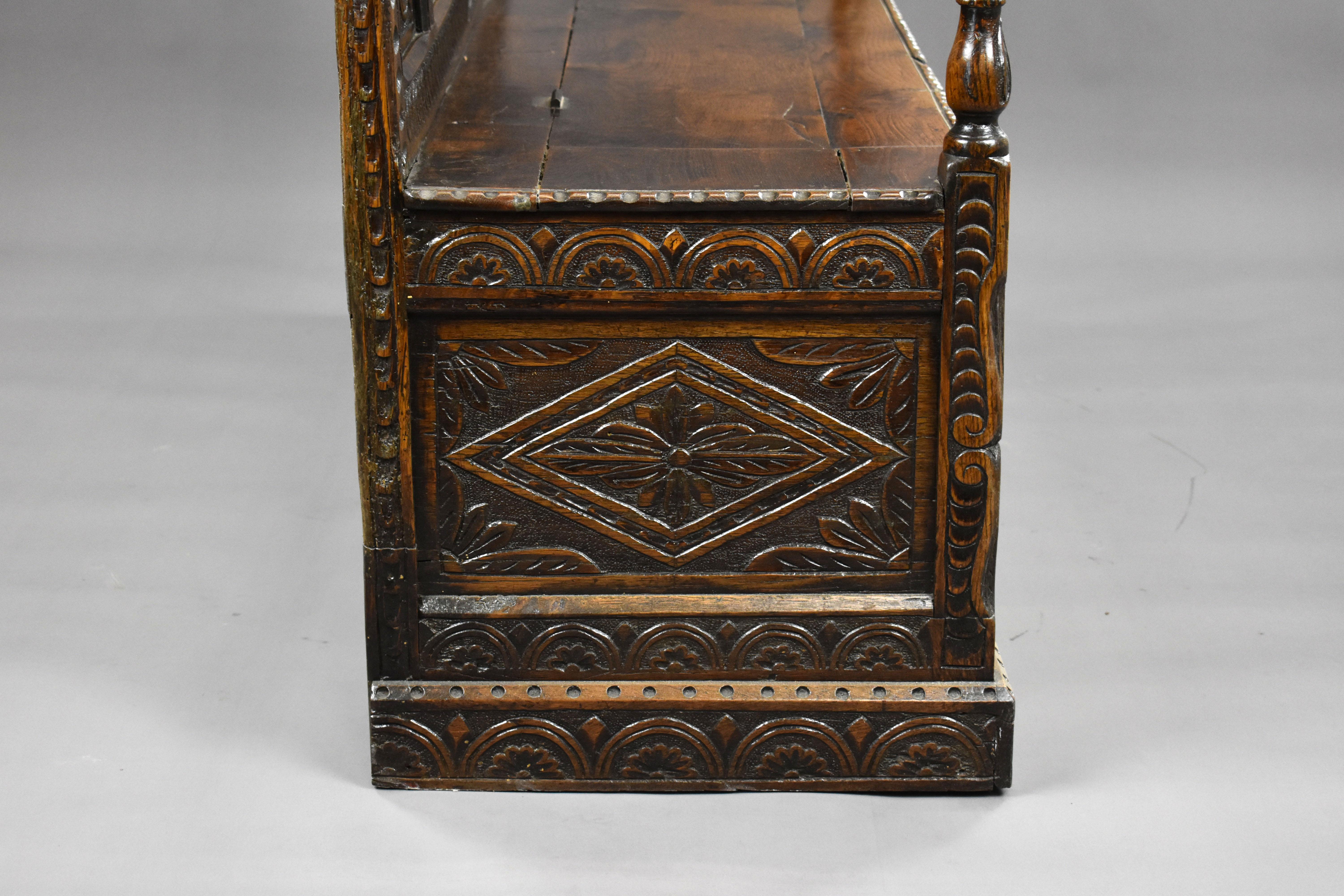 19th Century English Victorian Carved Oak Settle 13