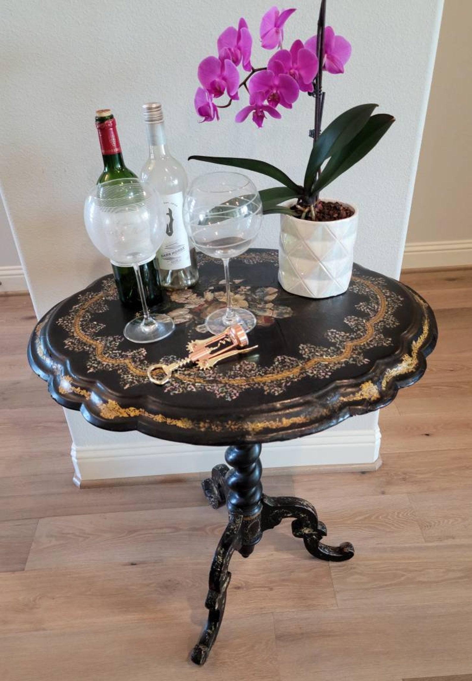 Englischer viktorianischer Chinoiserie-Tisch aus Perlmutt mit Klappplatte aus dem 19. Jahrhundert im Angebot 1