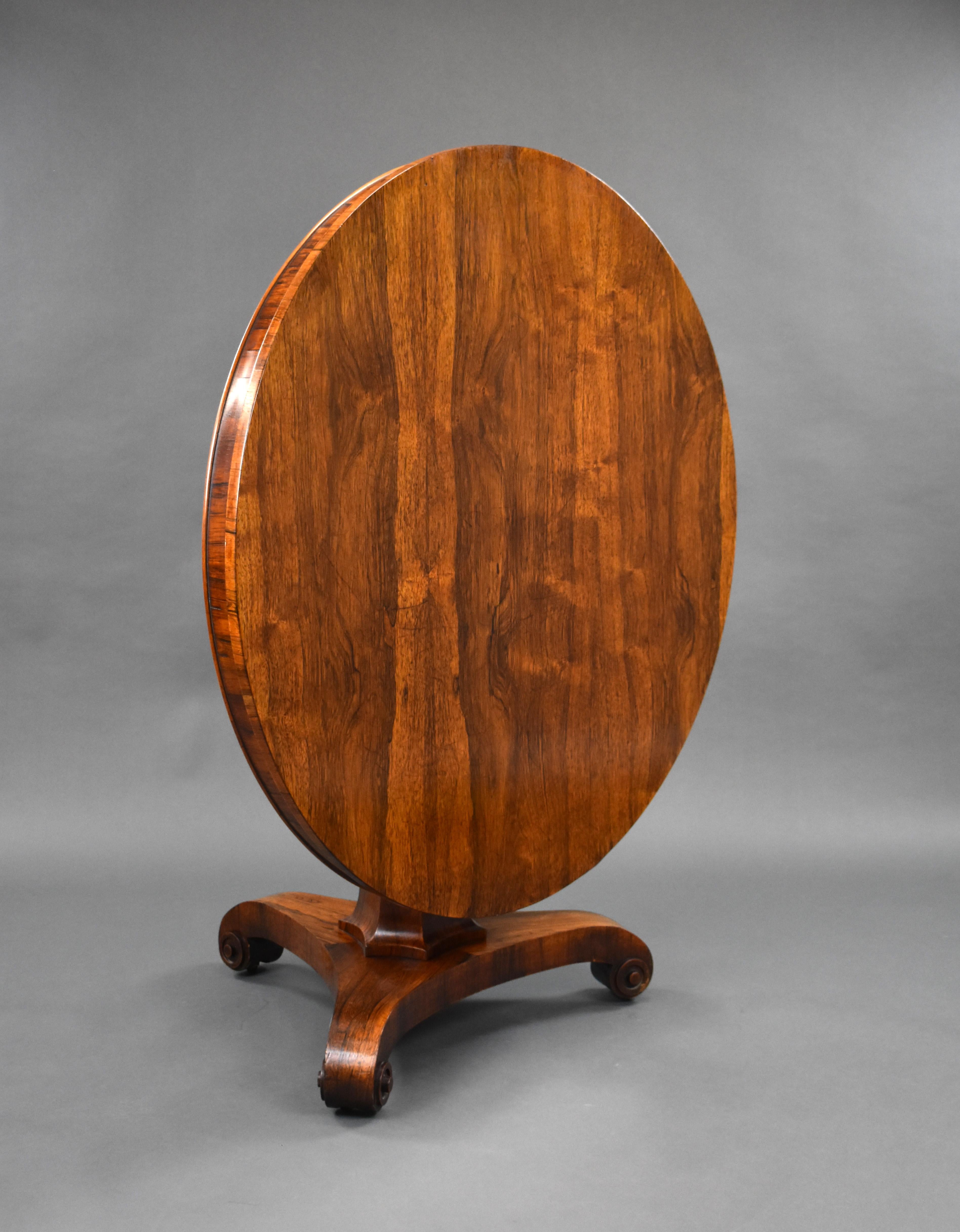 19th Century English Victorian Circular Rosewood Breakfast Table In Good Condition In Chelmsford, Essex