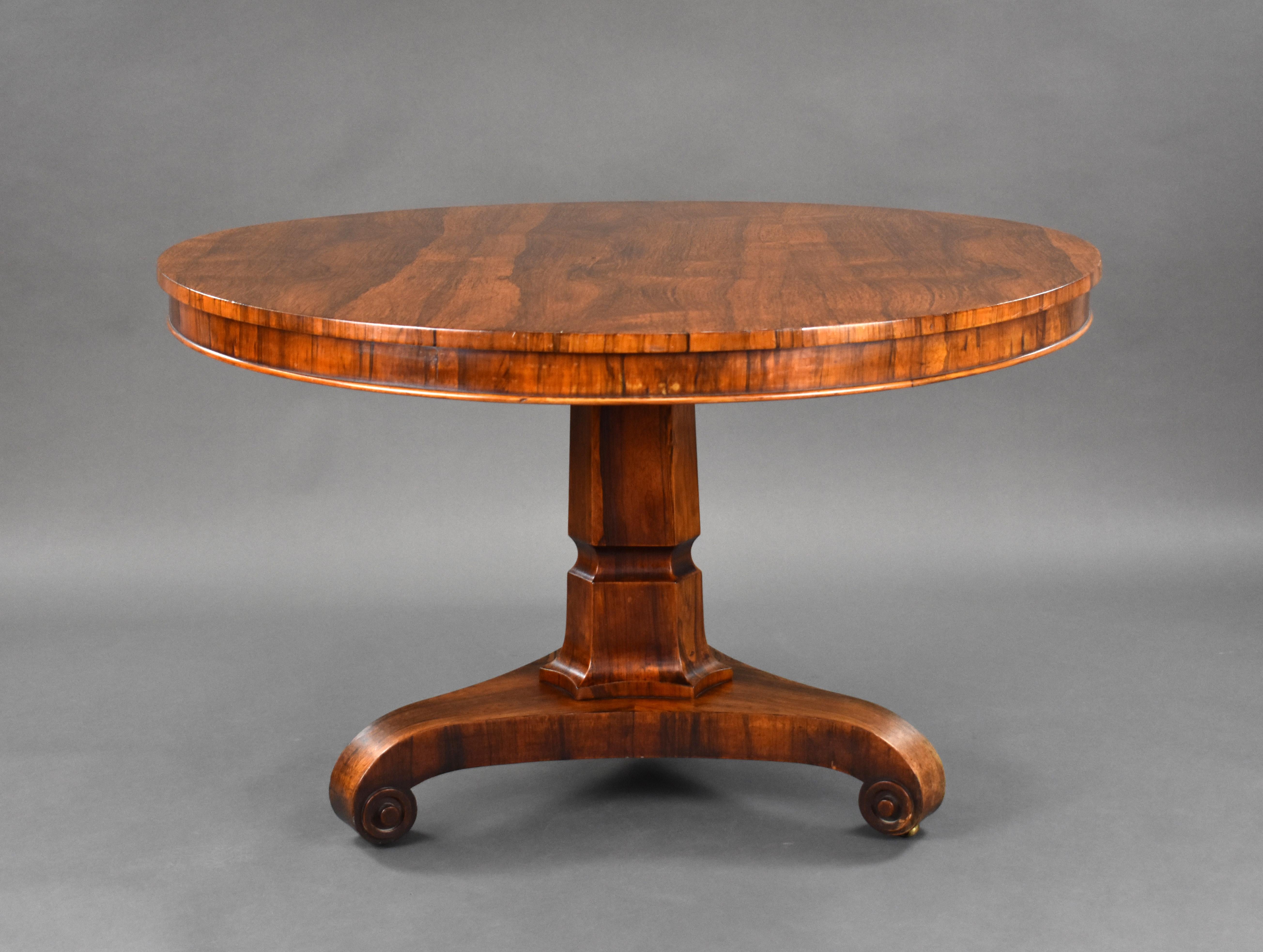 19th Century English Victorian Circular Rosewood Breakfast Table 1