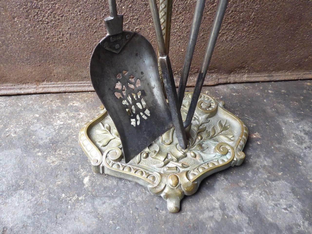 Brass 19th Century English Victorian Companion Set or Fireplace Tools