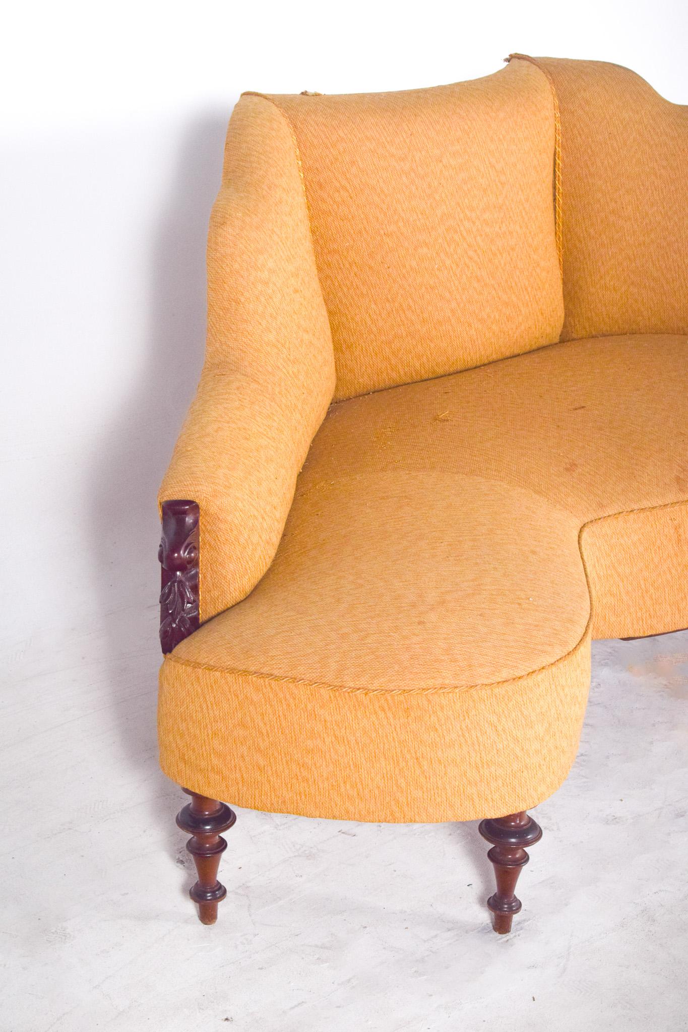 19th Century English Victorian Corner Sofa in Mahogany In Good Condition For Sale In Lisboa, Lisboa