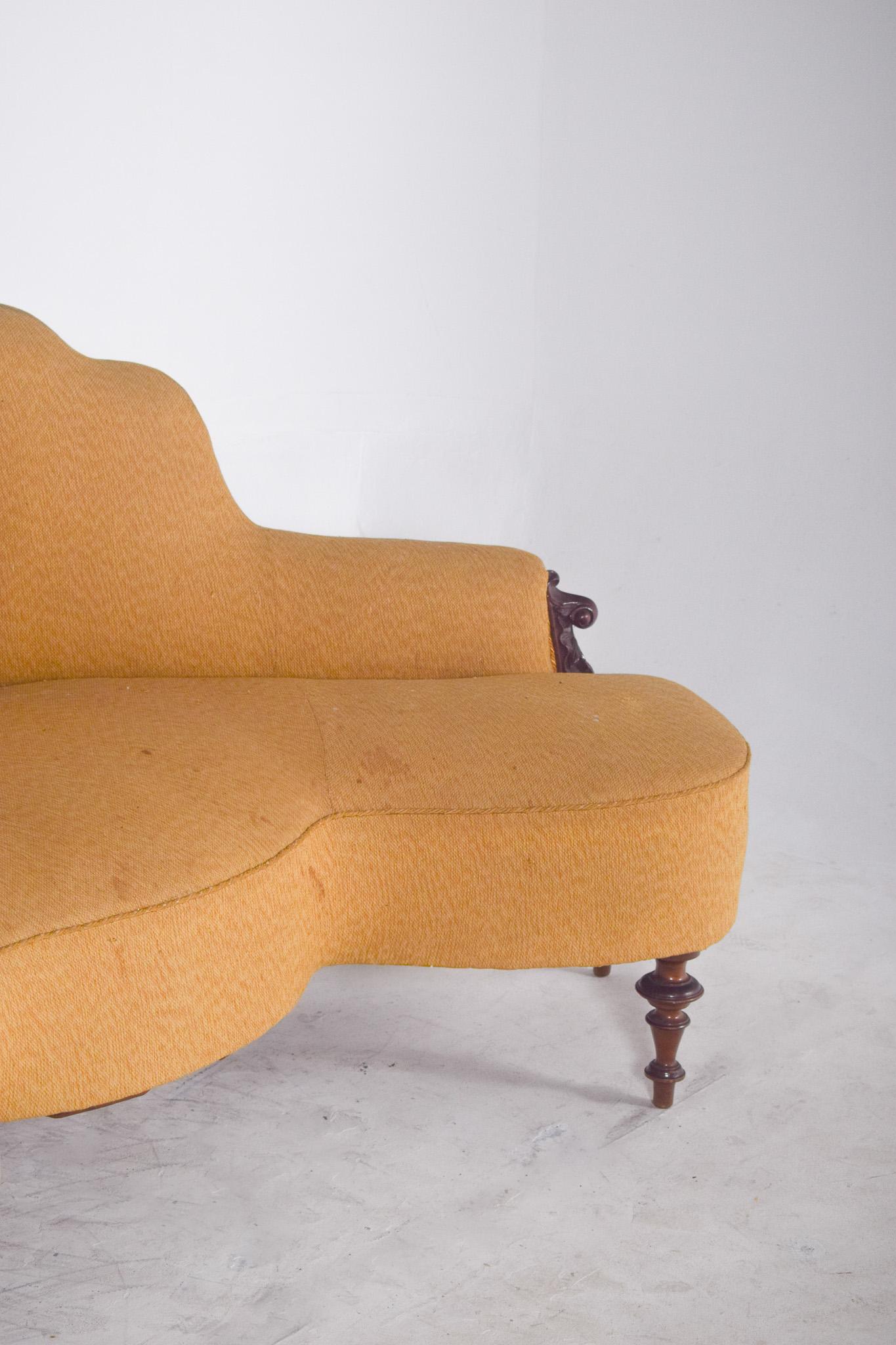 19th Century English Victorian Corner Sofa in Mahogany For Sale 1