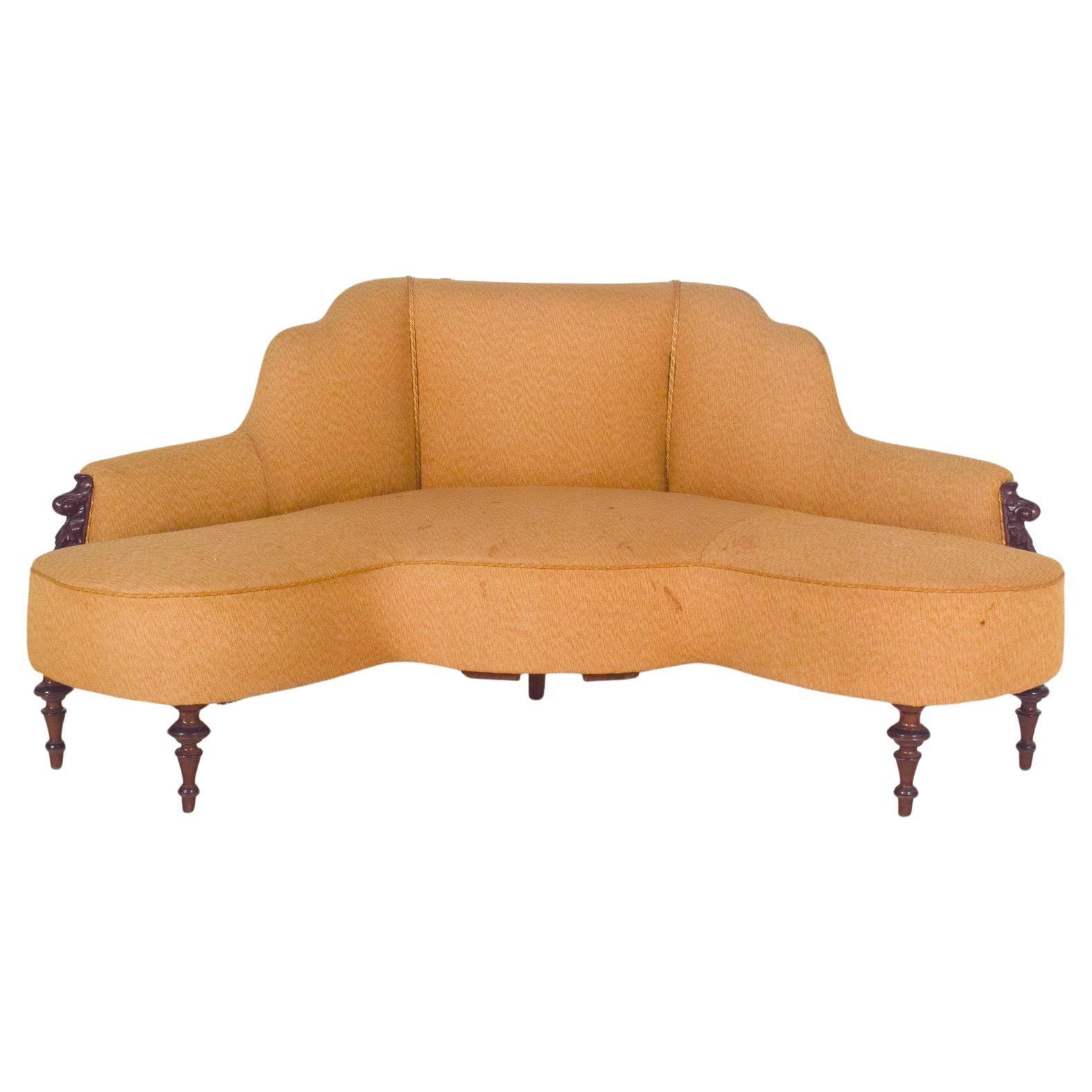 19th Century English Victorian Corner Sofa in Mahogany For Sale