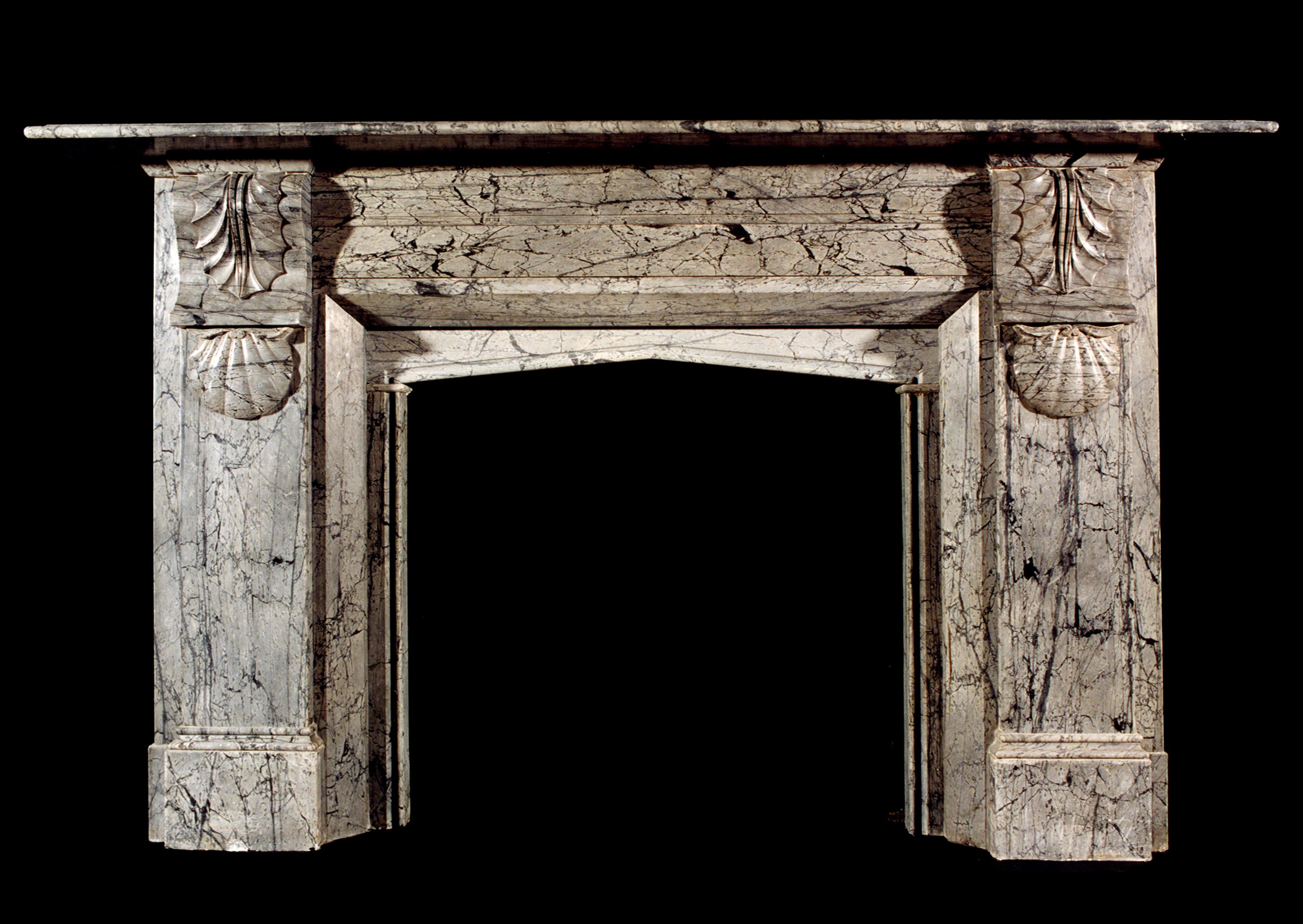 19th Century English Victorian Dove Grey Marble Mantelpiece In Good Condition For Sale In London, GB