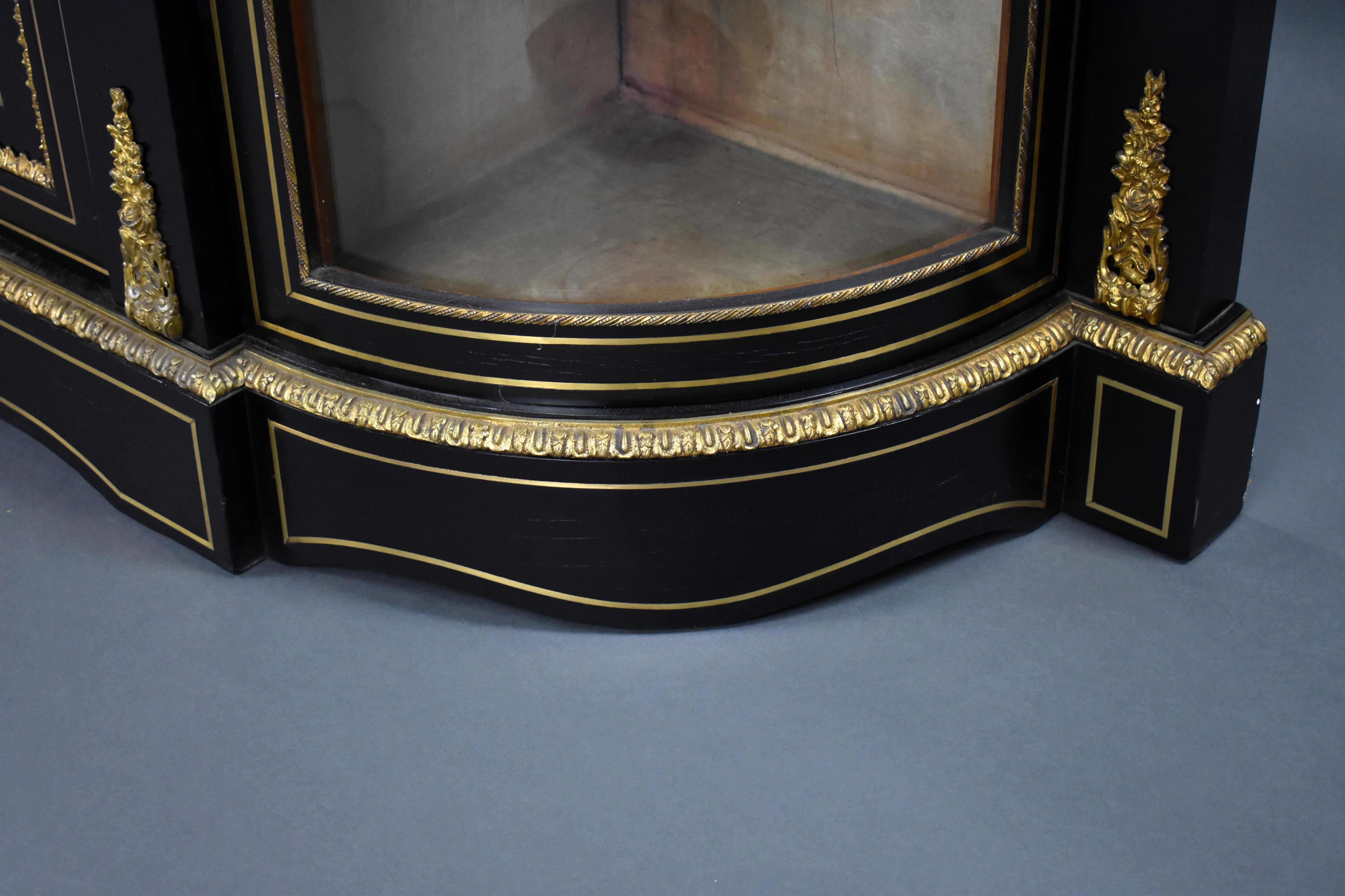 19th Century English Victorian Ebonised Boulle Credenza 12