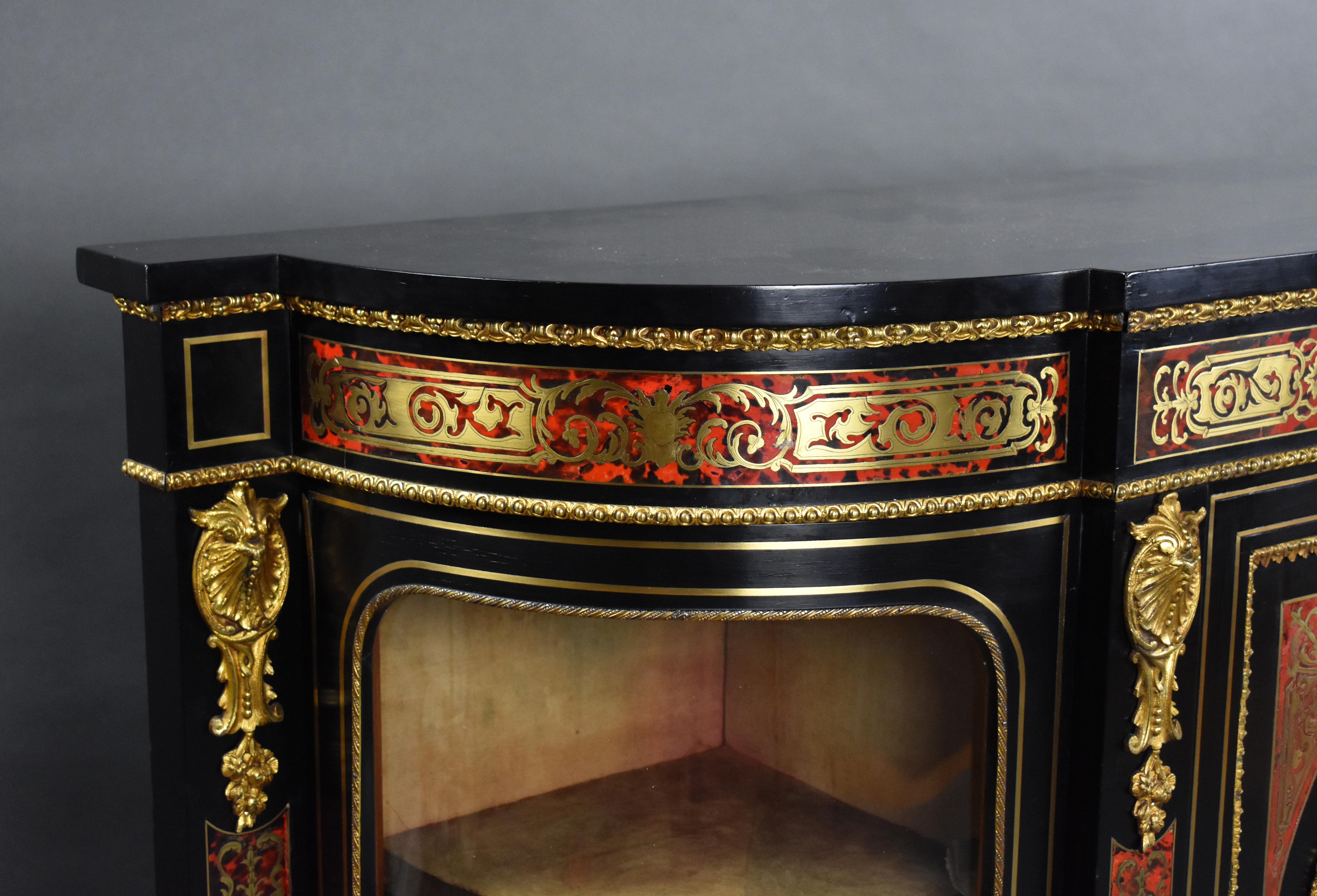 Brass 19th Century English Victorian Ebonised Boulle Credenza