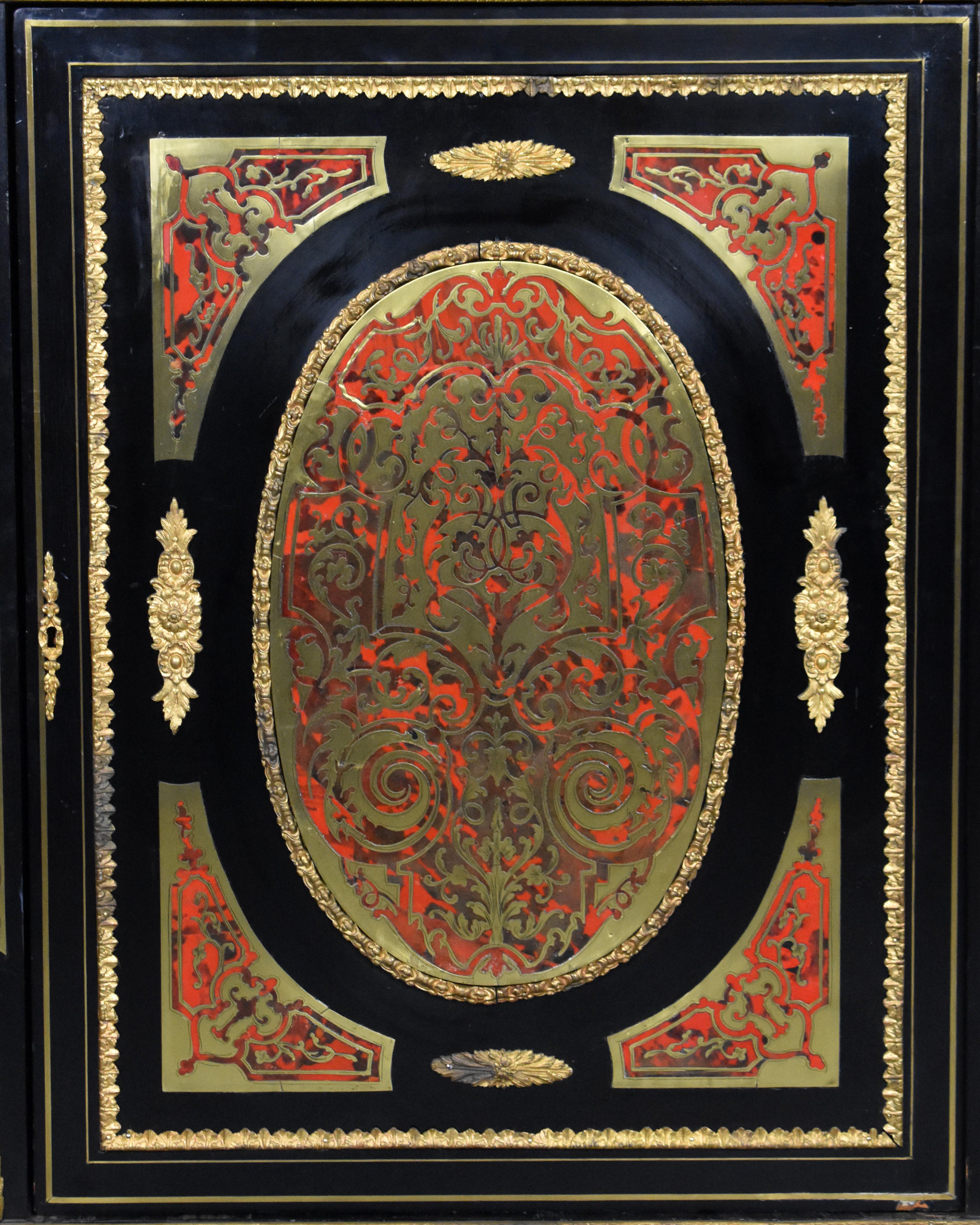 Brass 19th Century English Victorian Ebonised Boulle Marquetry Credenza