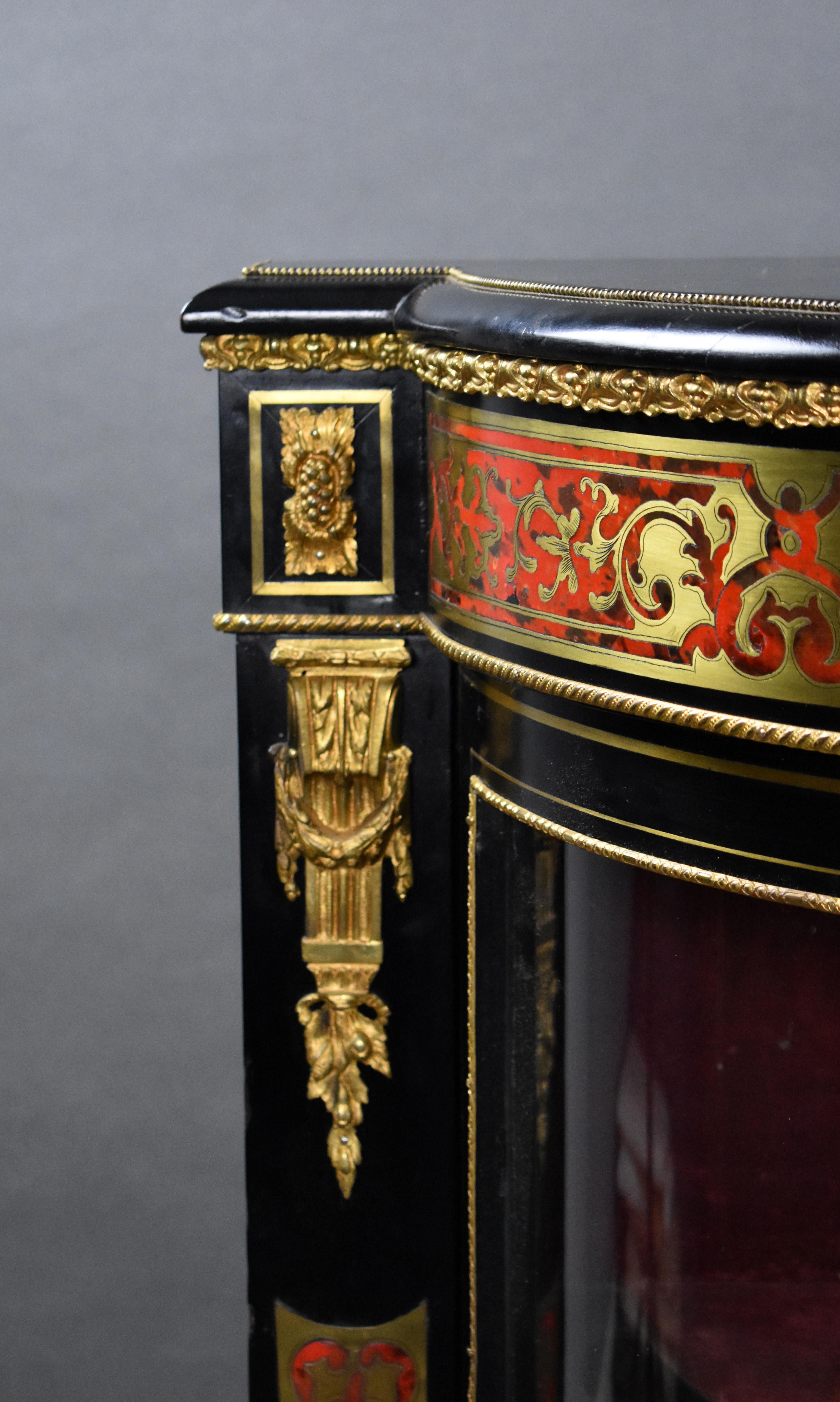 19th Century English Victorian Ebonised Boulle Marquetry Credenza For Sale 2
