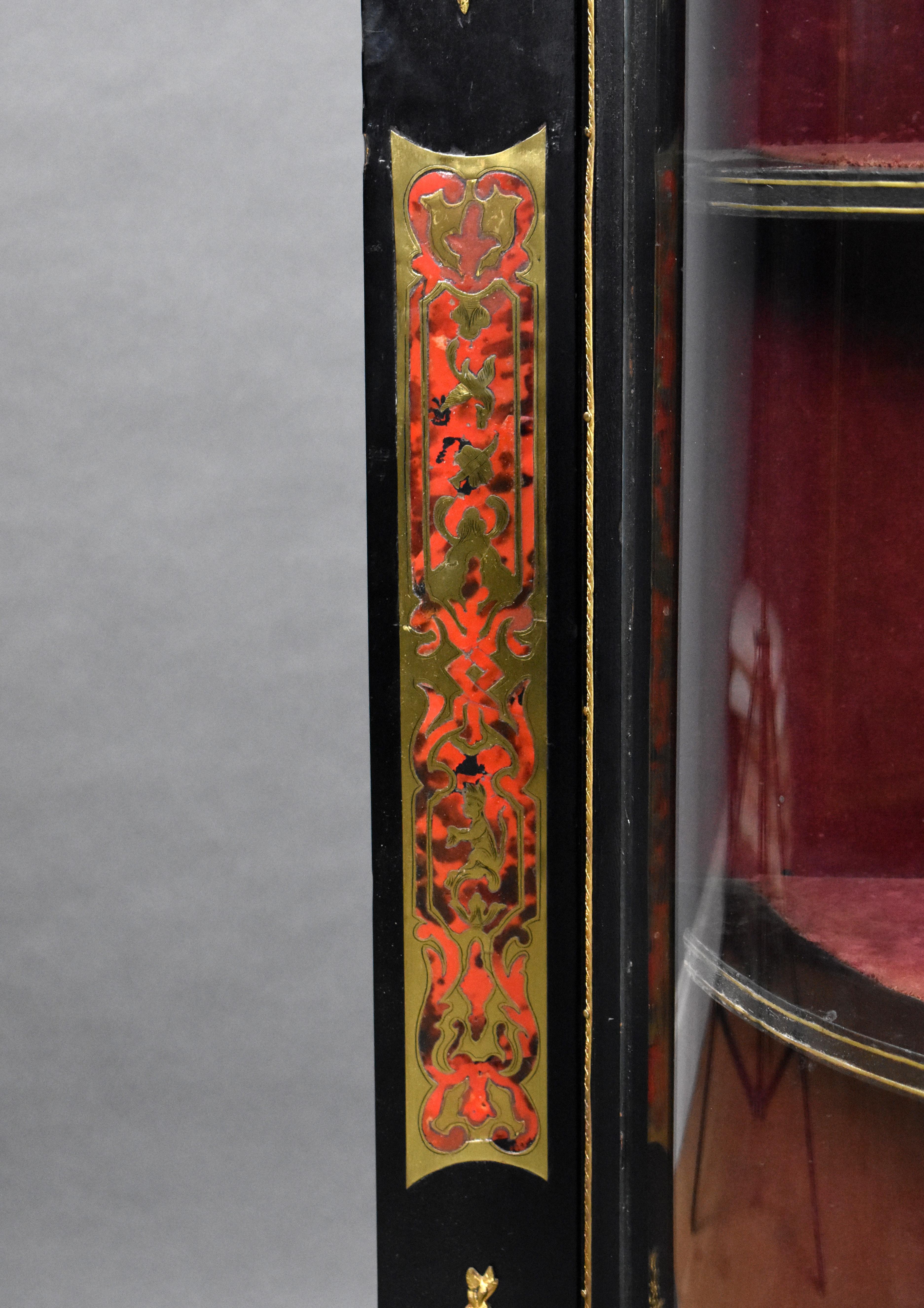 19th Century English Victorian Ebonised Boulle Marquetry Credenza For Sale 3