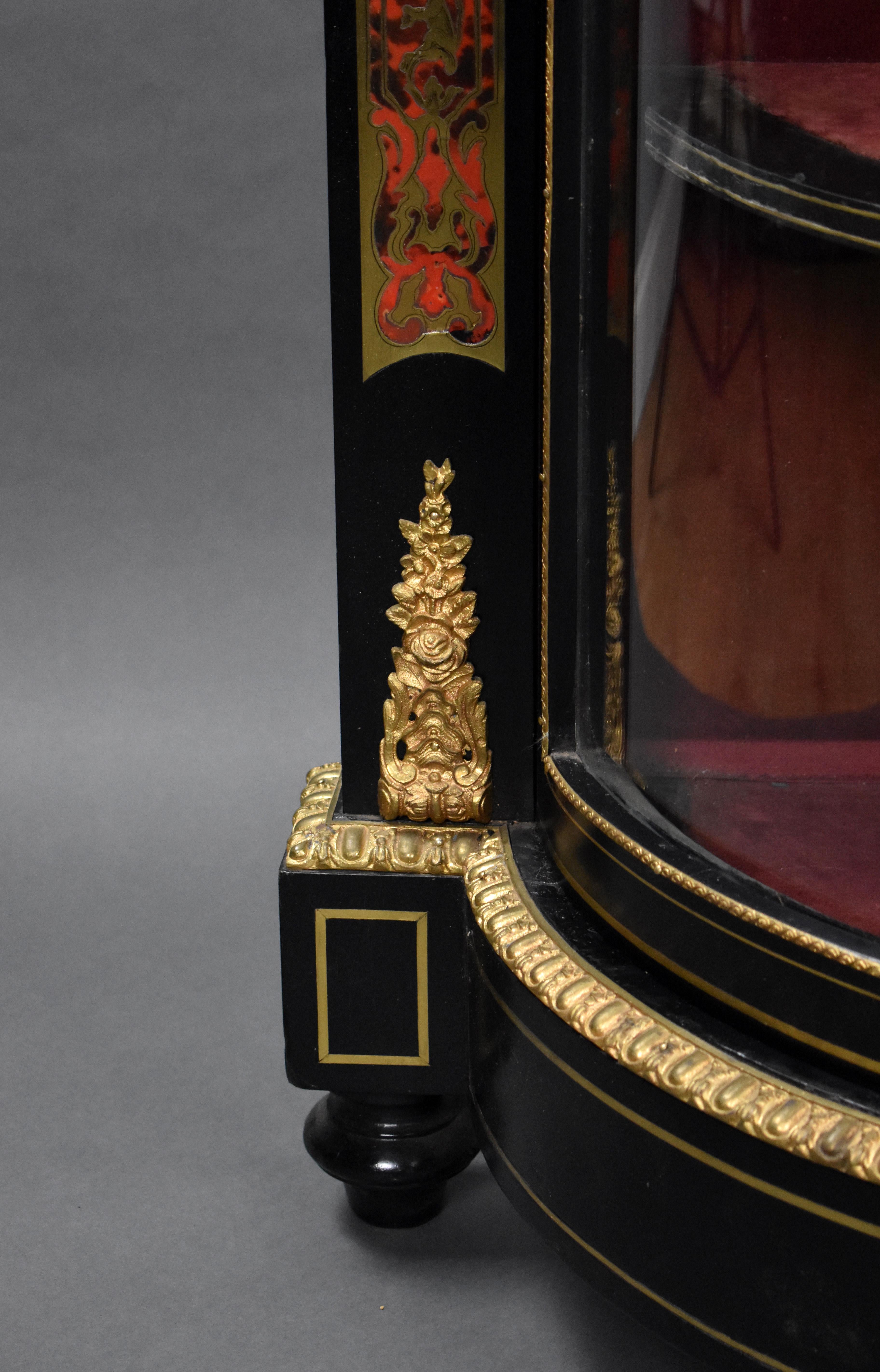 19th Century English Victorian Ebonised Boulle Marquetry Credenza For Sale 4