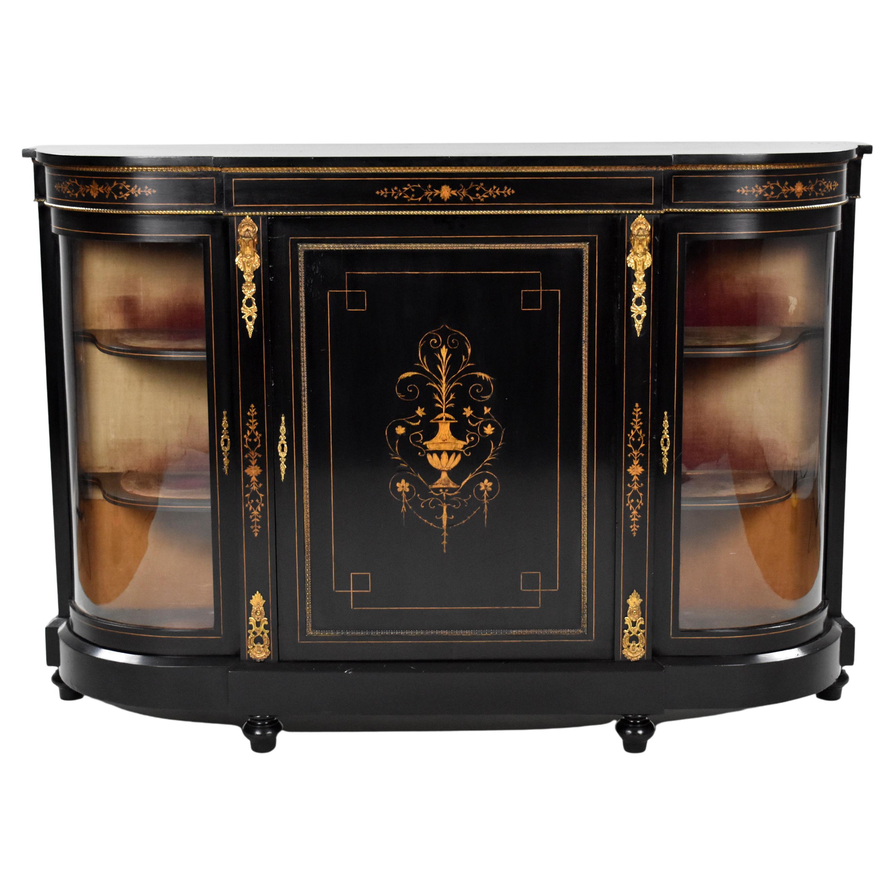 19th Century English Victorian Ebonised Credenza For Sale