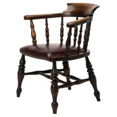 Silla de proa de fumador inglesa victoriana de olmo del siglo XIX