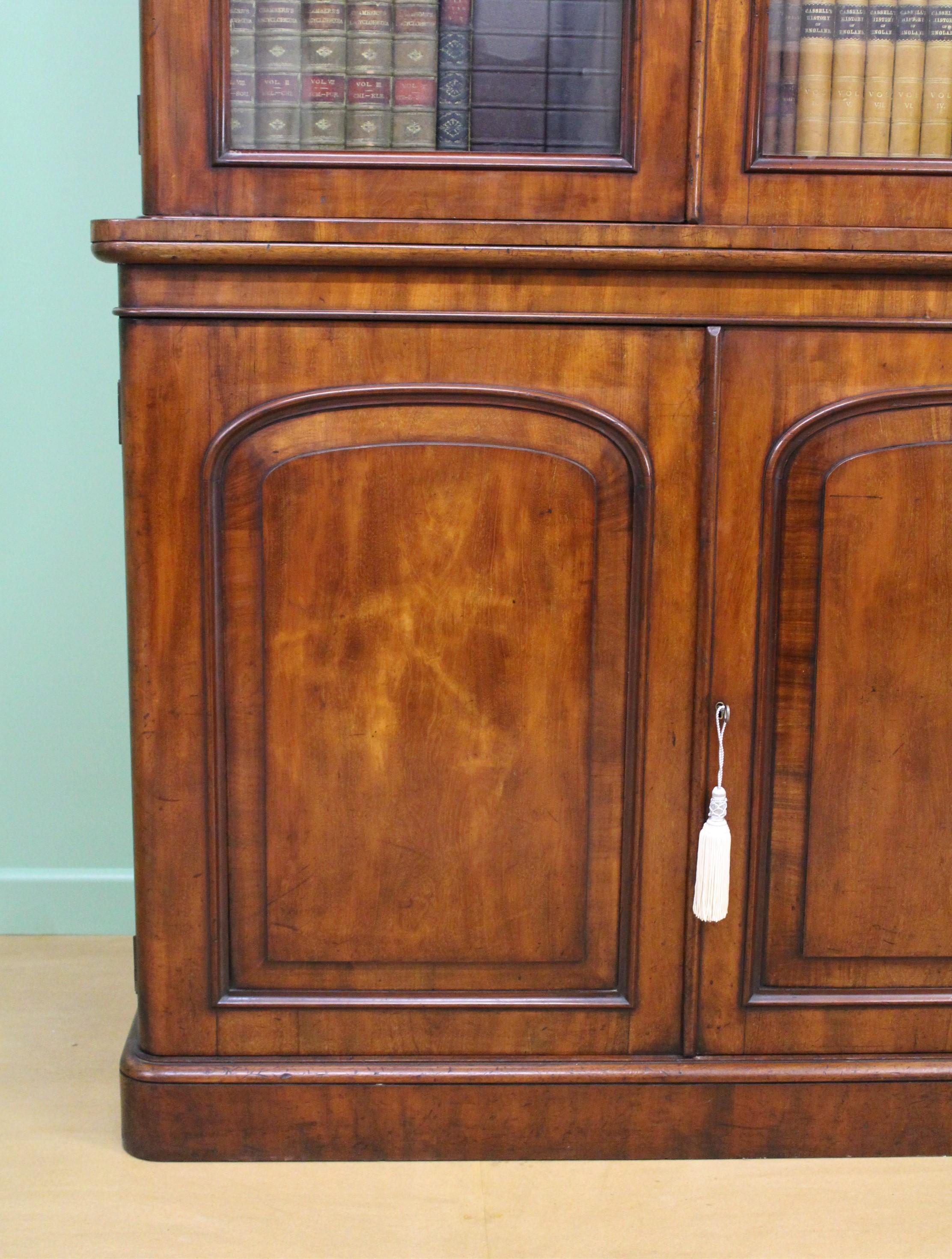 19th Century English Victorian Figured Mahogany Library Bookcase 7