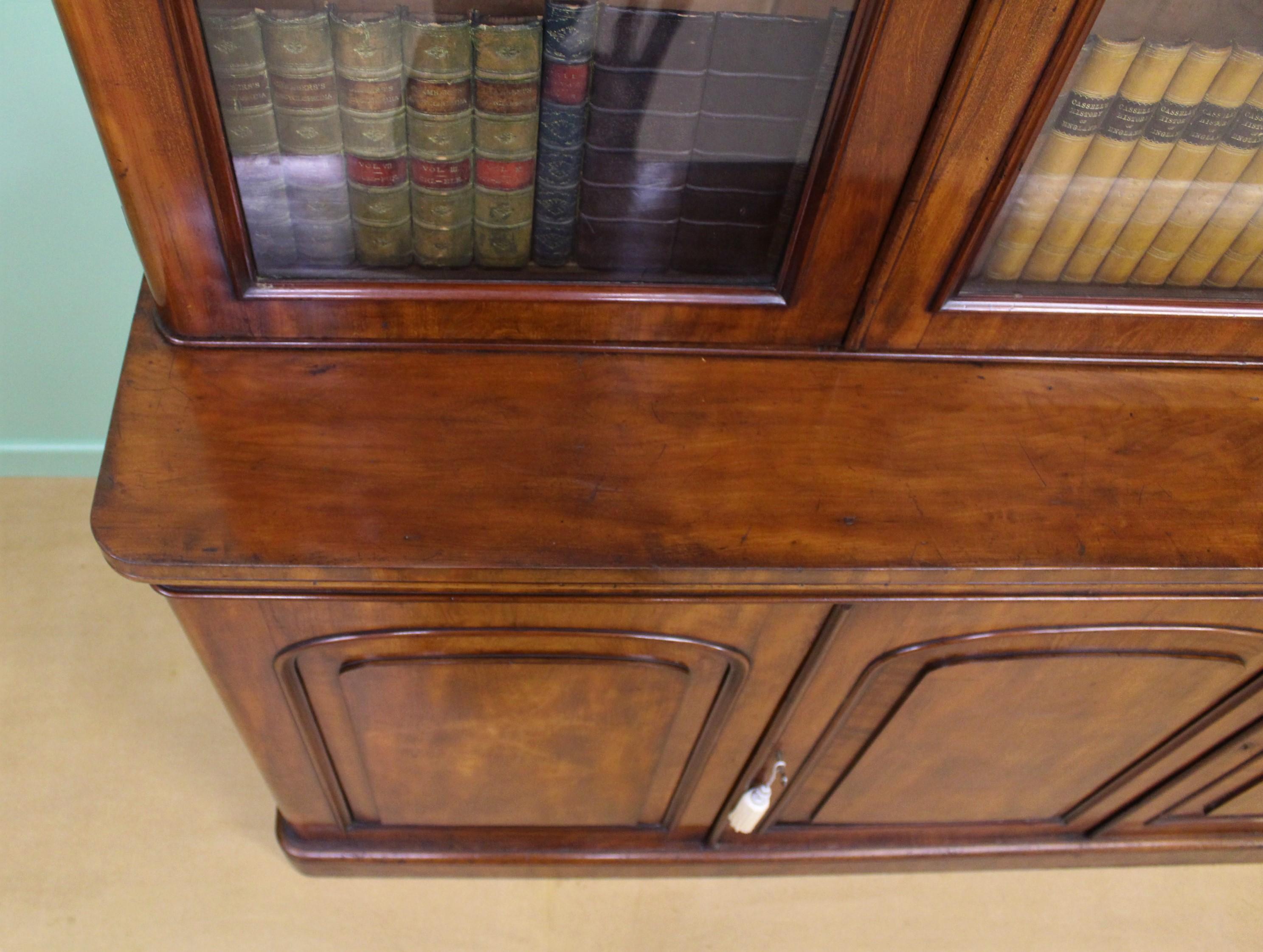 19th Century English Victorian Figured Mahogany Library Bookcase 10