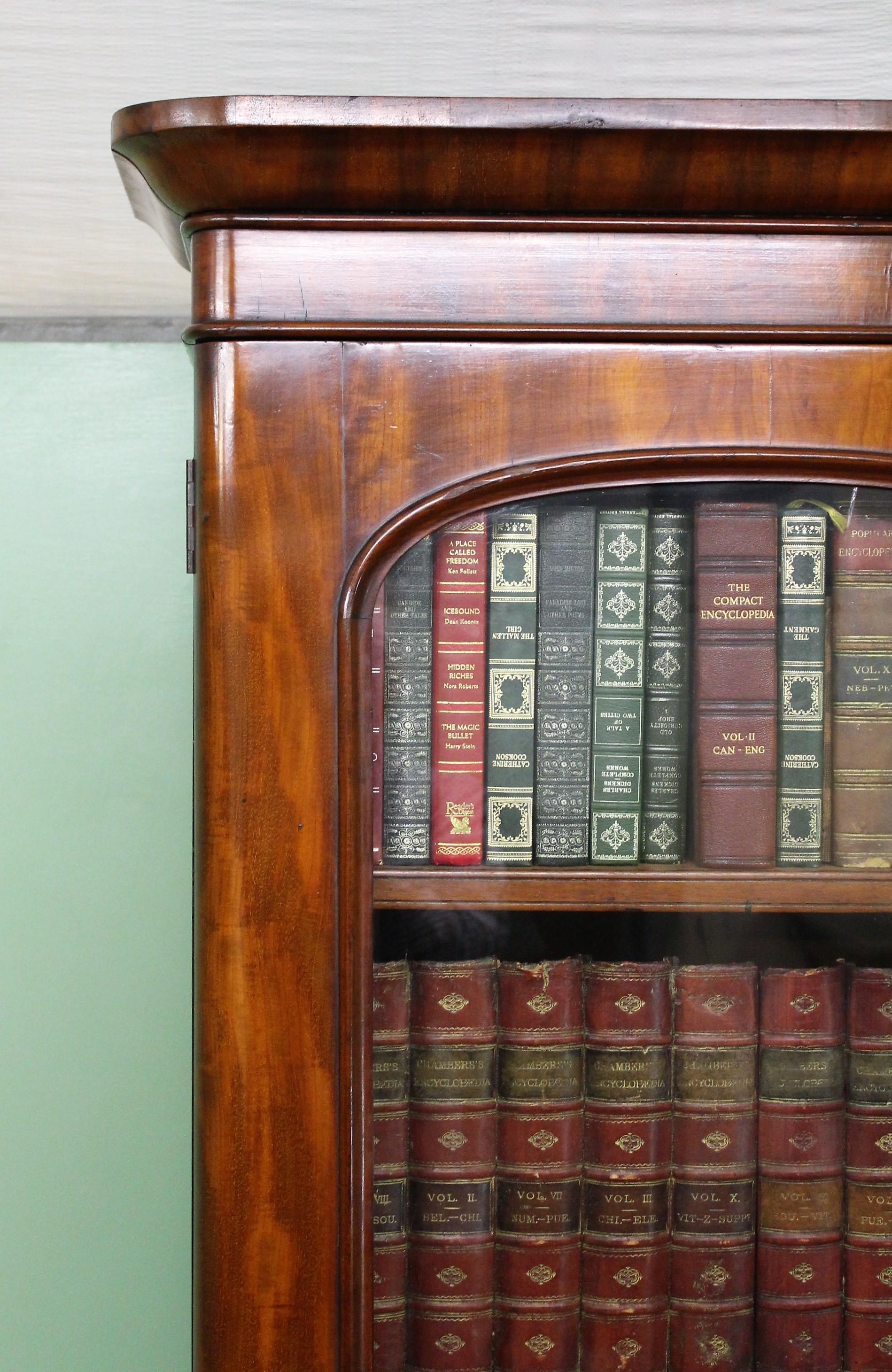 19th Century English Victorian Figured Mahogany Library Bookcase 11