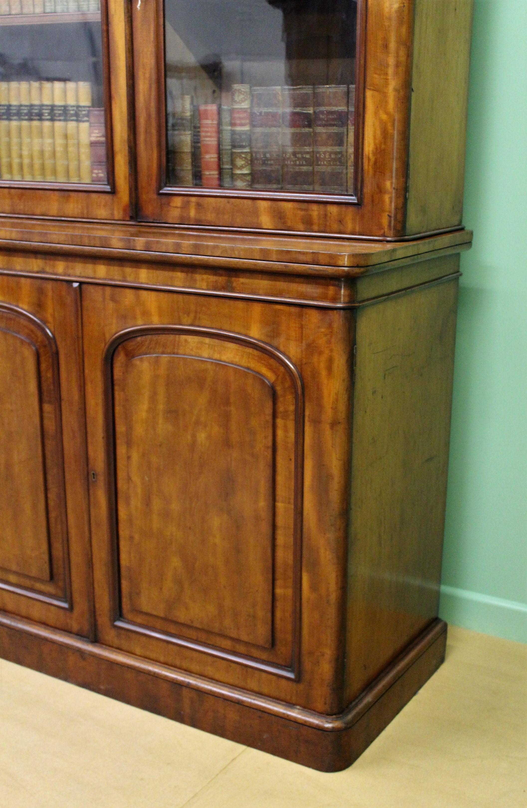19th Century English Victorian Figured Mahogany Library Bookcase 14