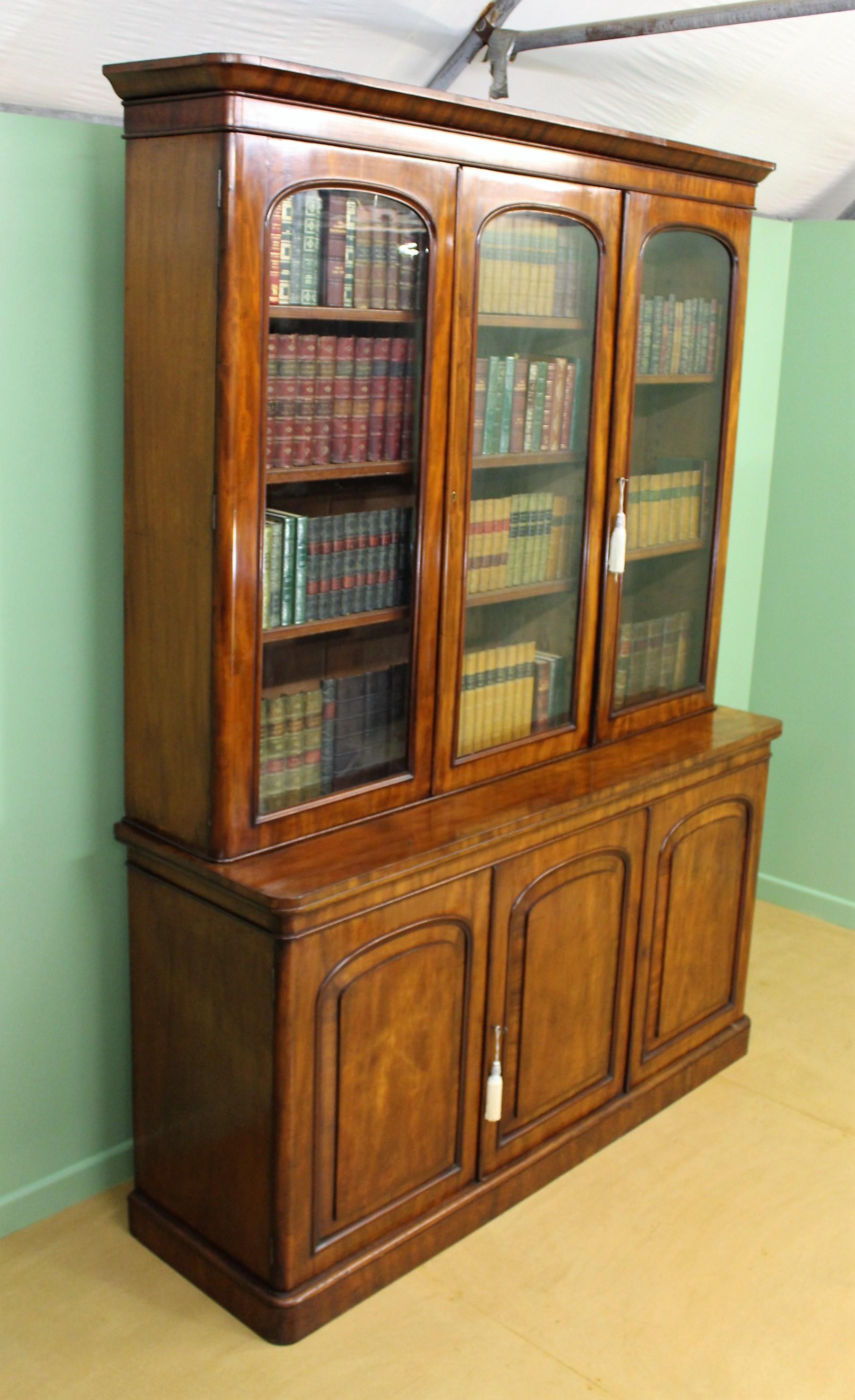 19th Century English Victorian Figured Mahogany Library Bookcase 15