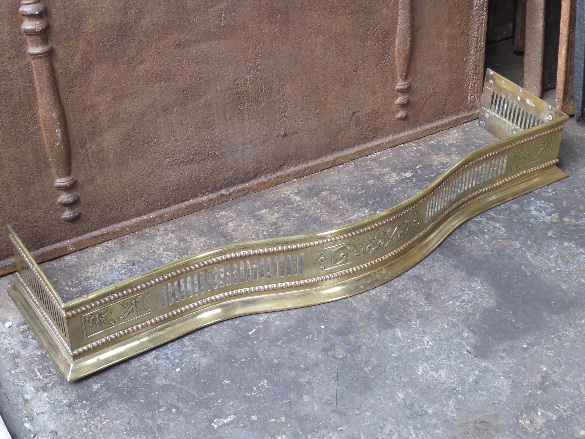 Polished 19th Century English Victorian Fireplace Fender or Fire Fender For Sale