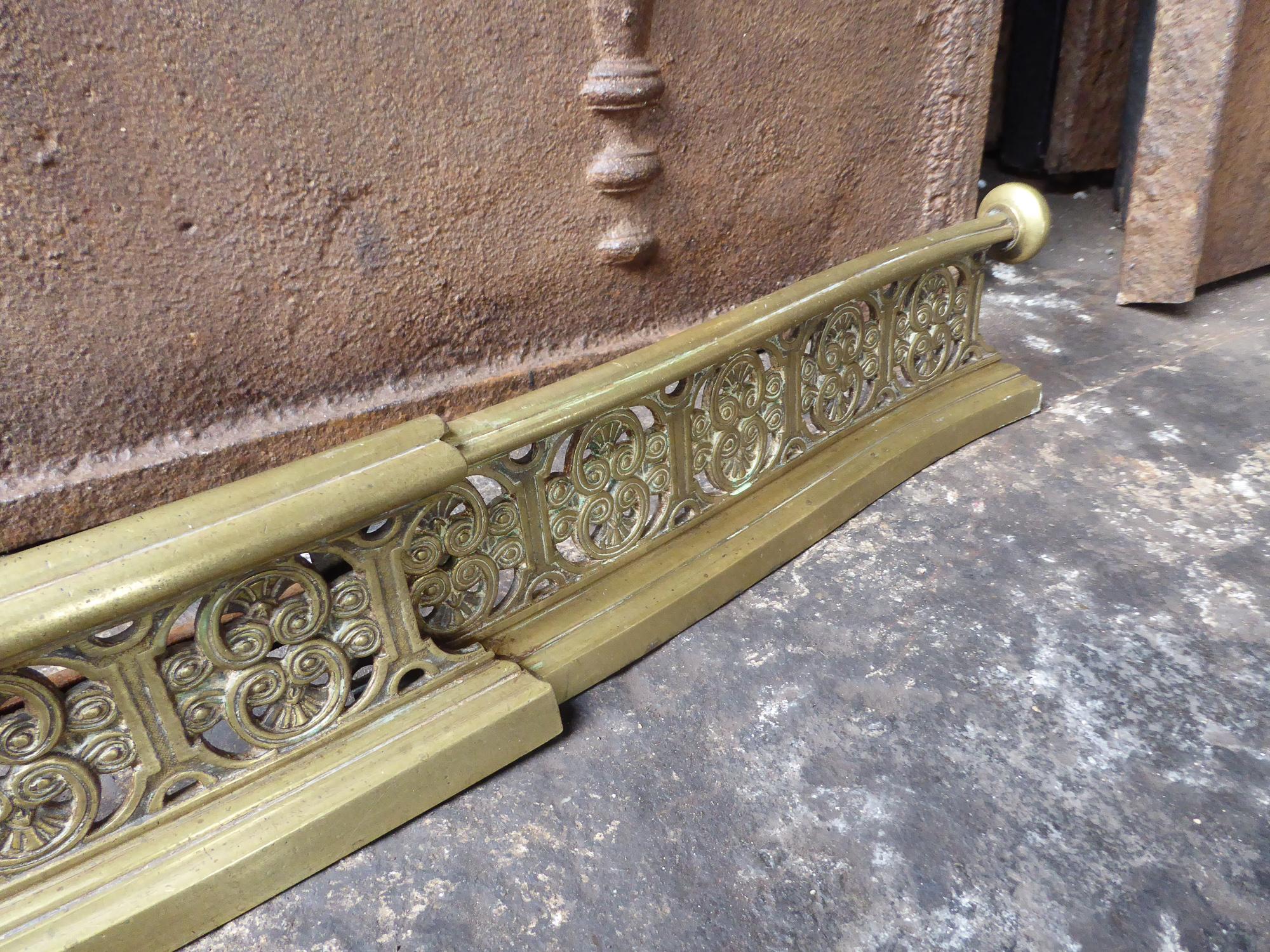 Brass 19th Century English Victorian Fireplace Fender or Fire Fender