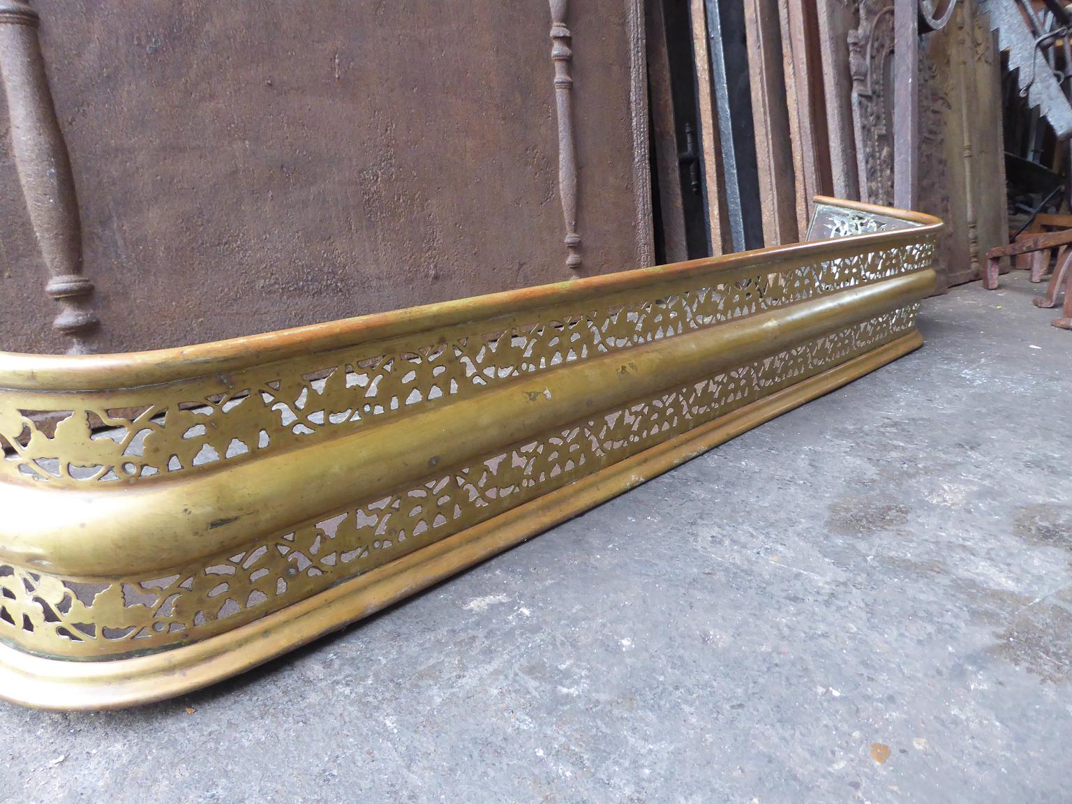 Brass 19th Century English Victorian Fireplace Fender or Fire Fender