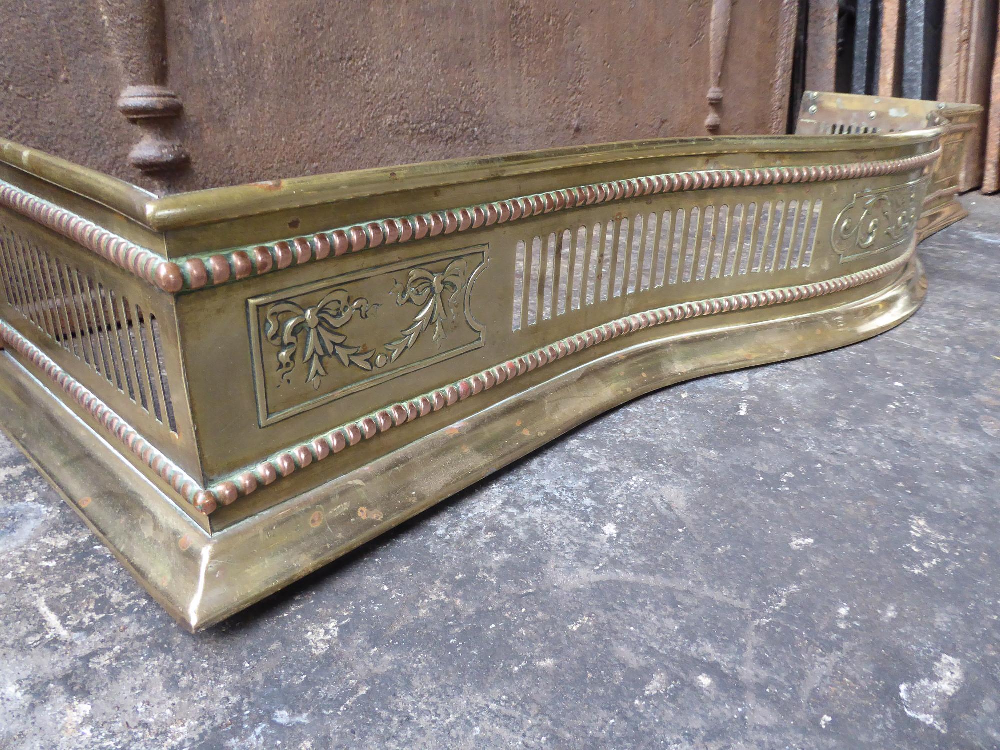 Brass 19th Century English Victorian Fireplace Fender or Fire Fender For Sale