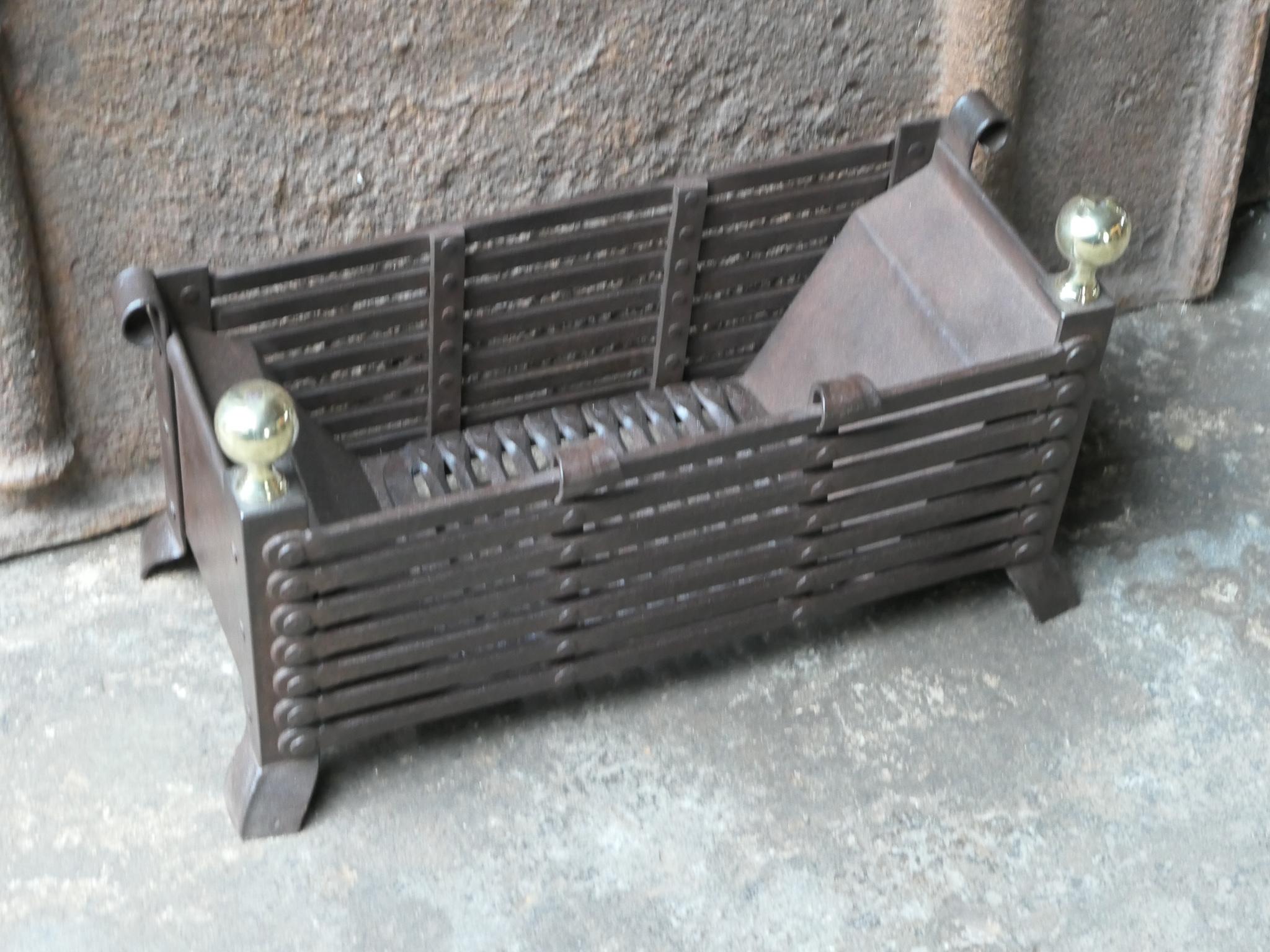 Brass 19th Century English Victorian Fireplace Grate or Fire Basket For Sale