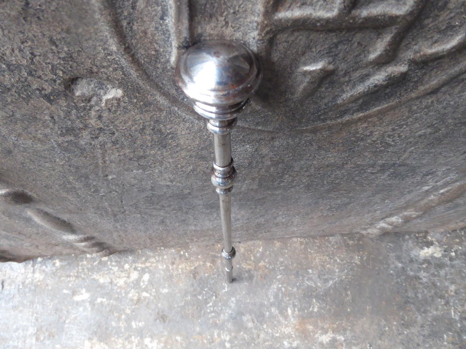 British 19th Century English Victorian Fireplace Poker, Polished Steel For Sale