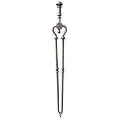 Antique 19th Century English Victorian Fireplace Tongs or Fire Tongs