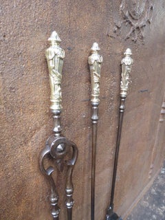 19th Century English Victorian Fireplace Tool Set or Companion Set
