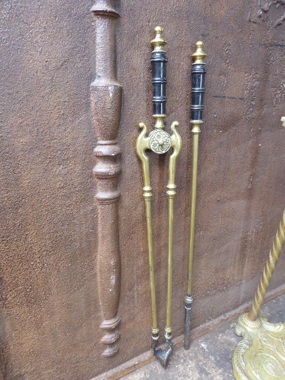 British 19th Century English Victorian Fireplace Tool Set or Companion Set