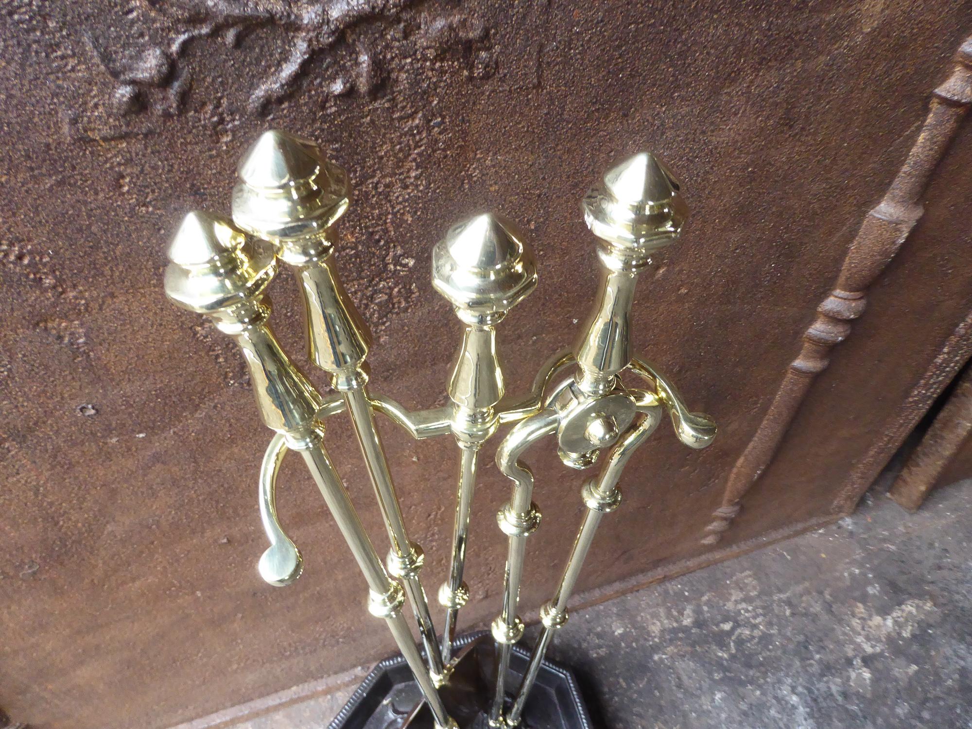 Cast English Victorian Fireplace Tool Set or Companion Set, 19th Century For Sale