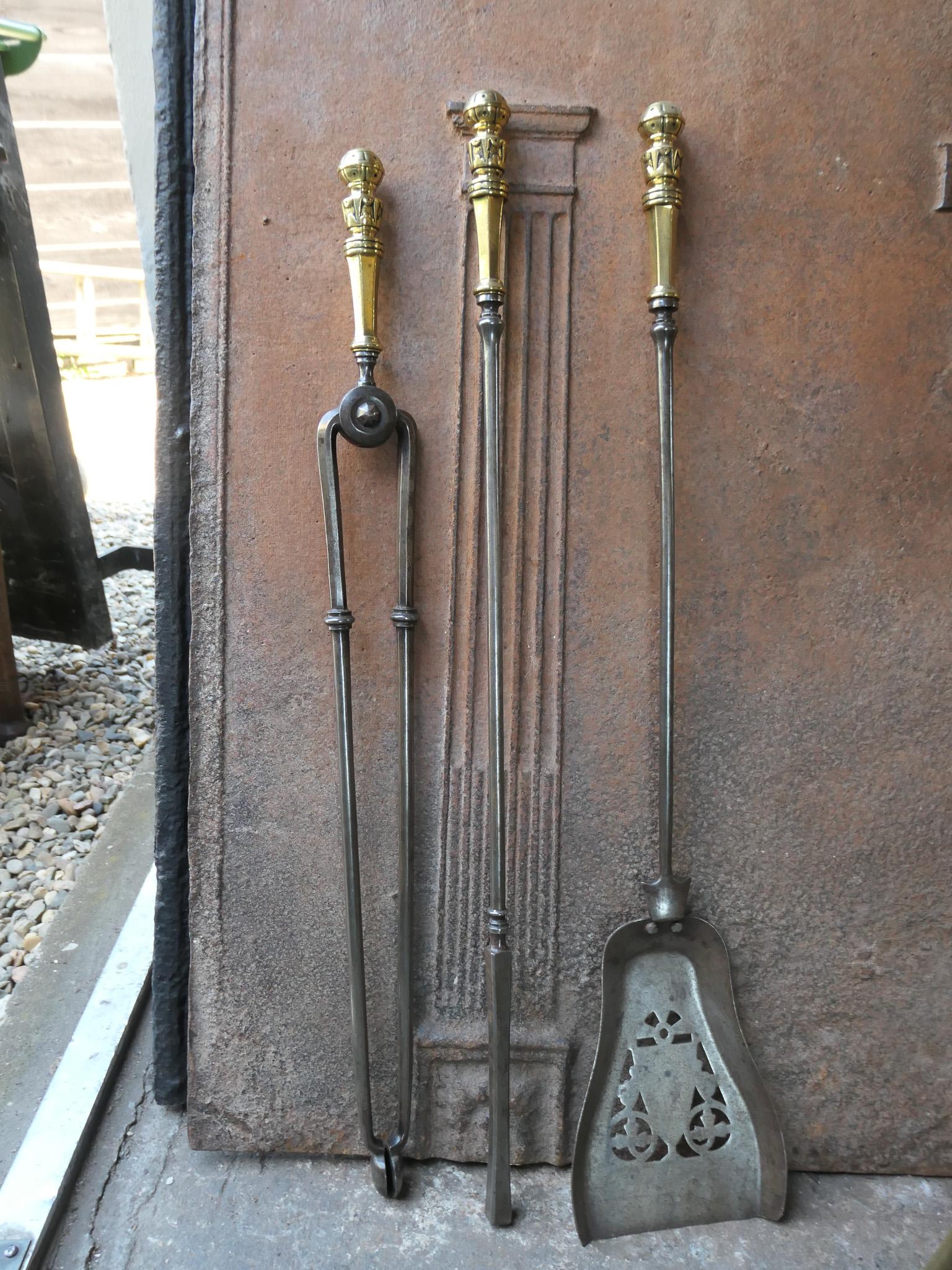 19th Century English Victorian Fireplace Tools or Companion Set For