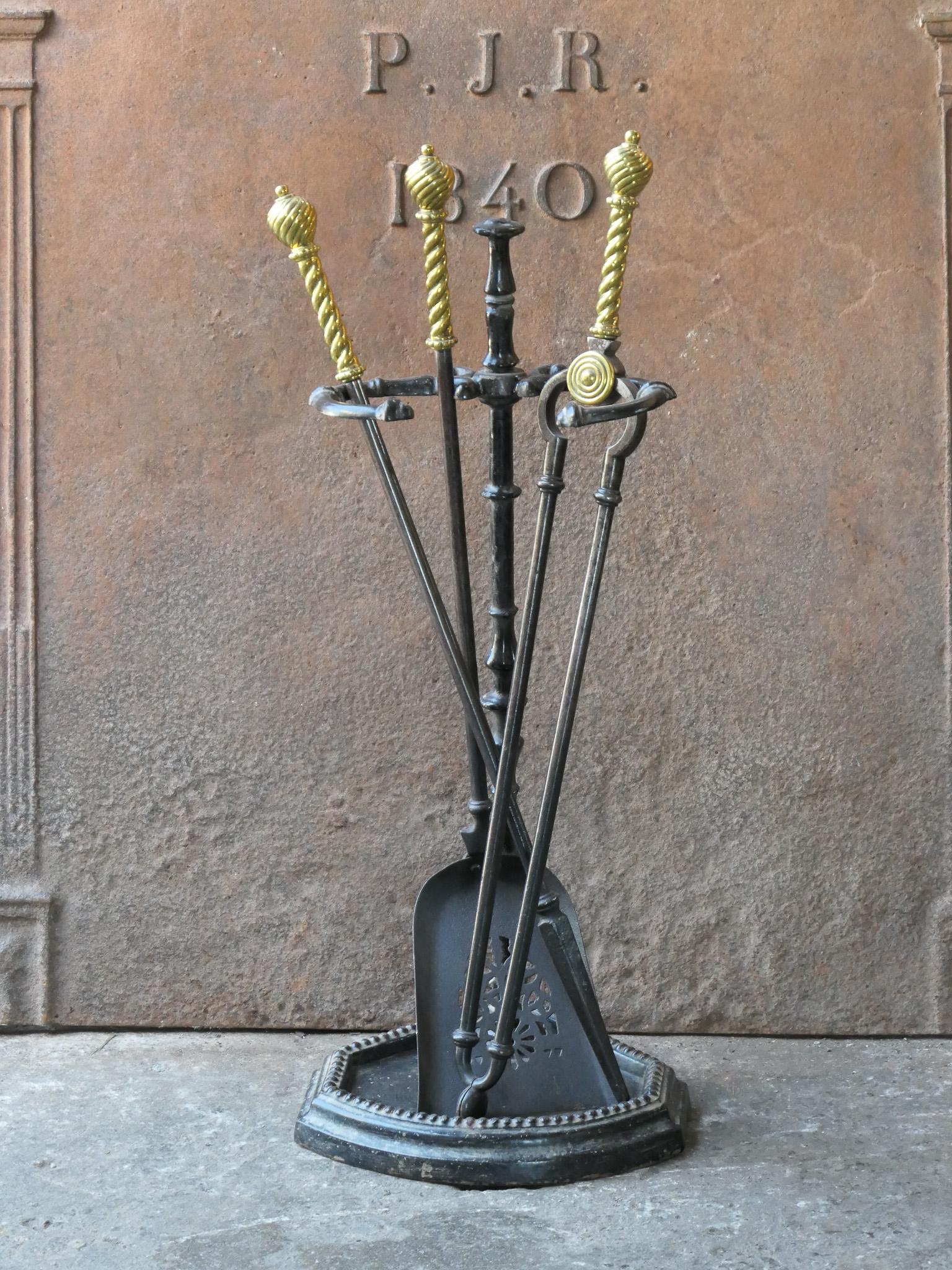 Cast 19th Century English Victorian Fireplace Tools or Companion Set For Sale