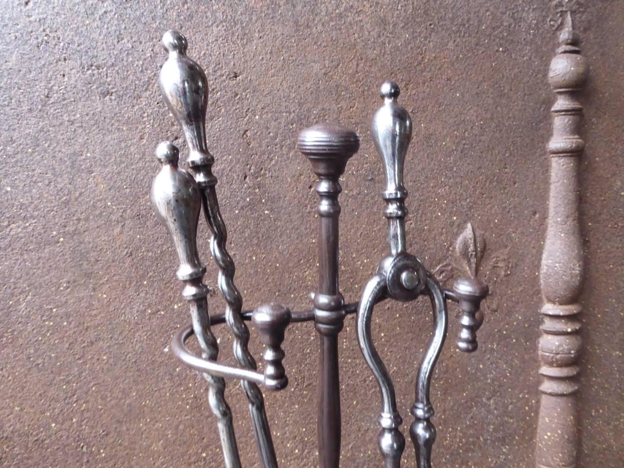 Cast 19th Century English Victorian Fireplace Tools or Companion Set
