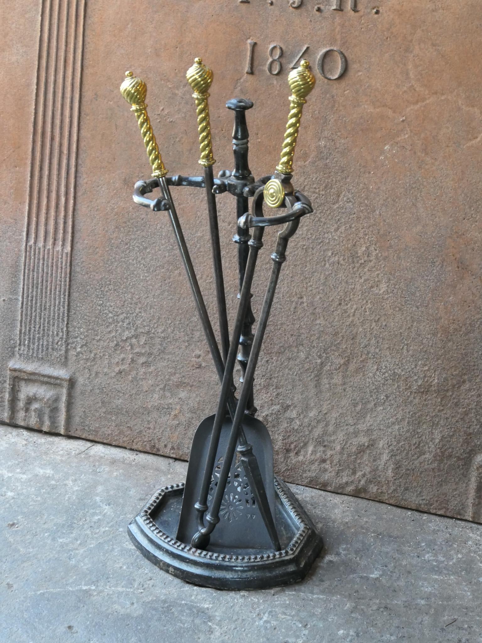 Iron 19th Century English Victorian Fireplace Tools or Companion Set For Sale