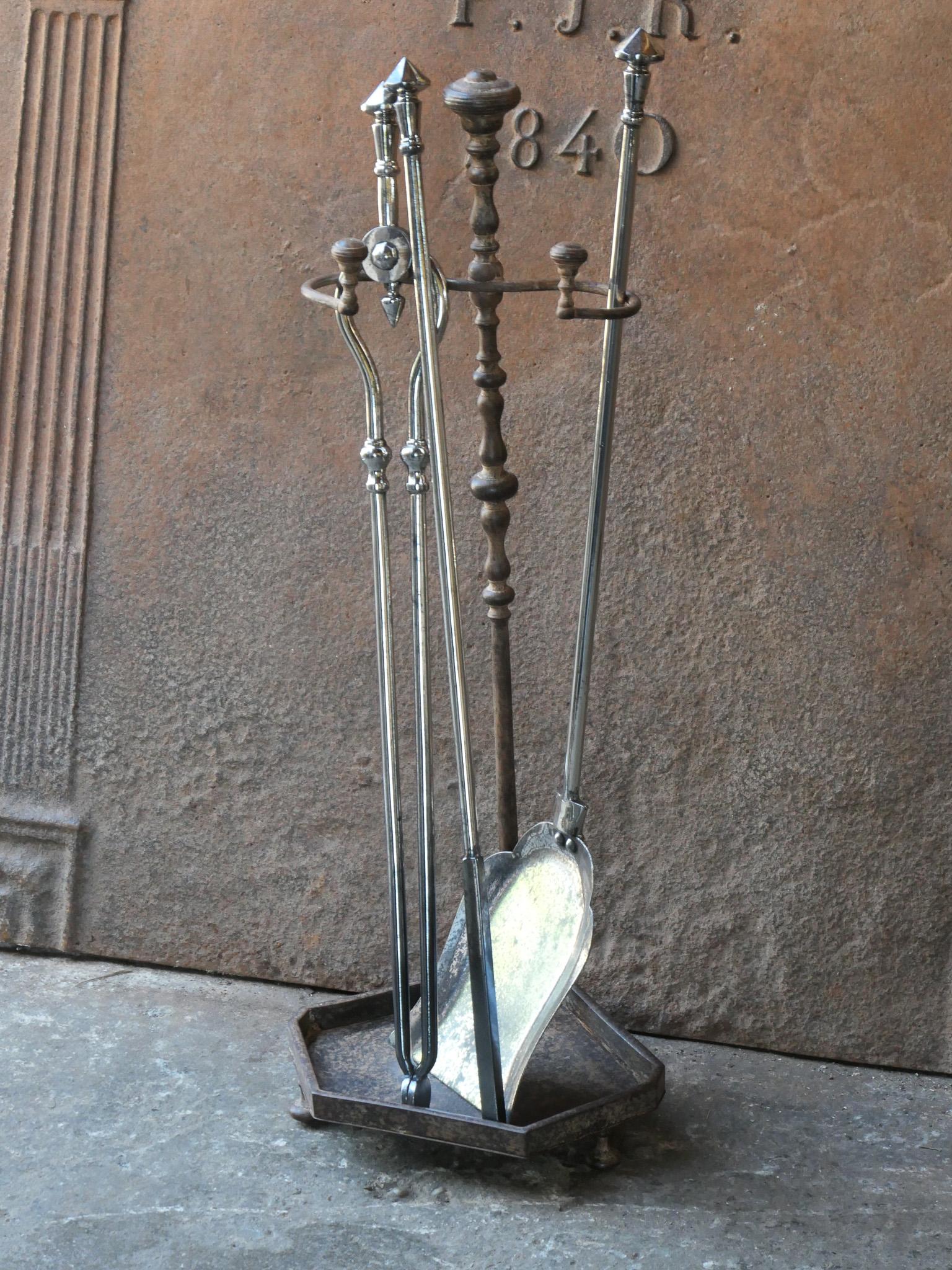 Iron 19th Century English Victorian Fireplace Tools or Companion Set For Sale